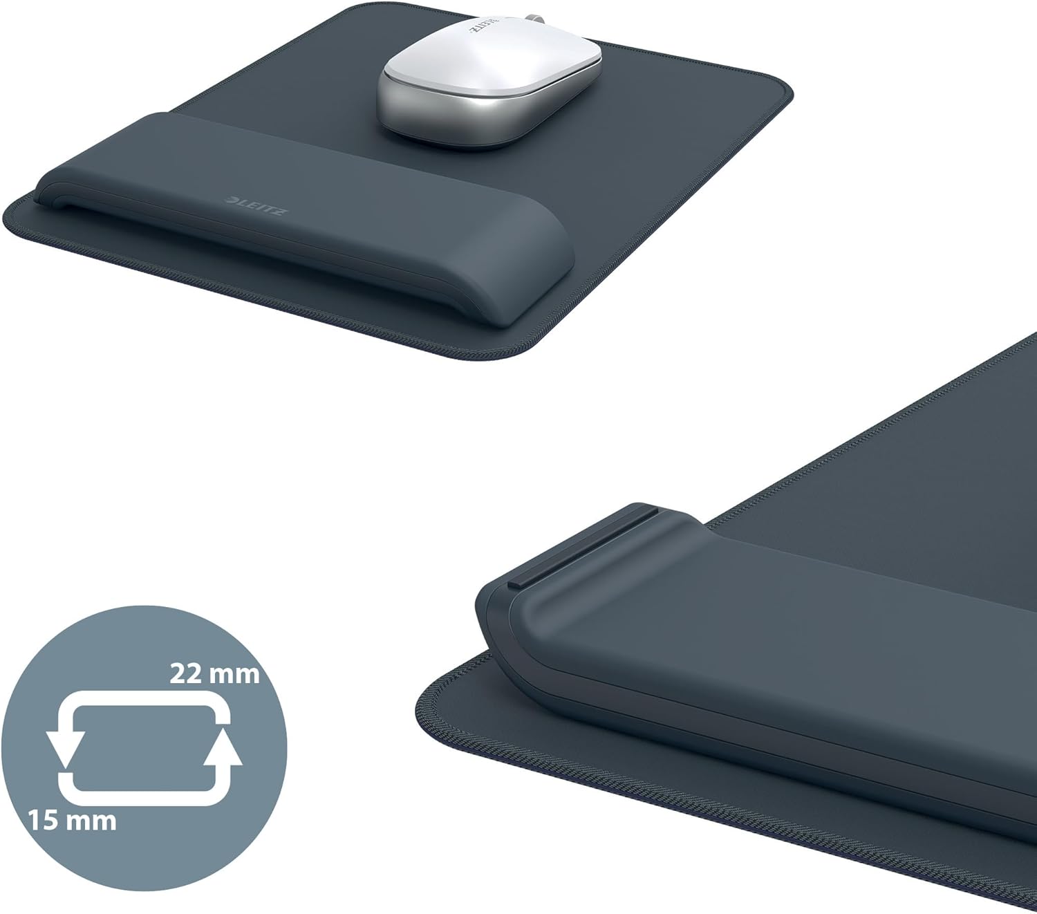 Leitz Ergo 65170089 Mouse Mat with Adjustable Wrist Rest, Two Height Settings, Improves Posture & Blood Circulation, Computer Mouse Pad, Ergo Series, Velvet Grey\/White - Image 6