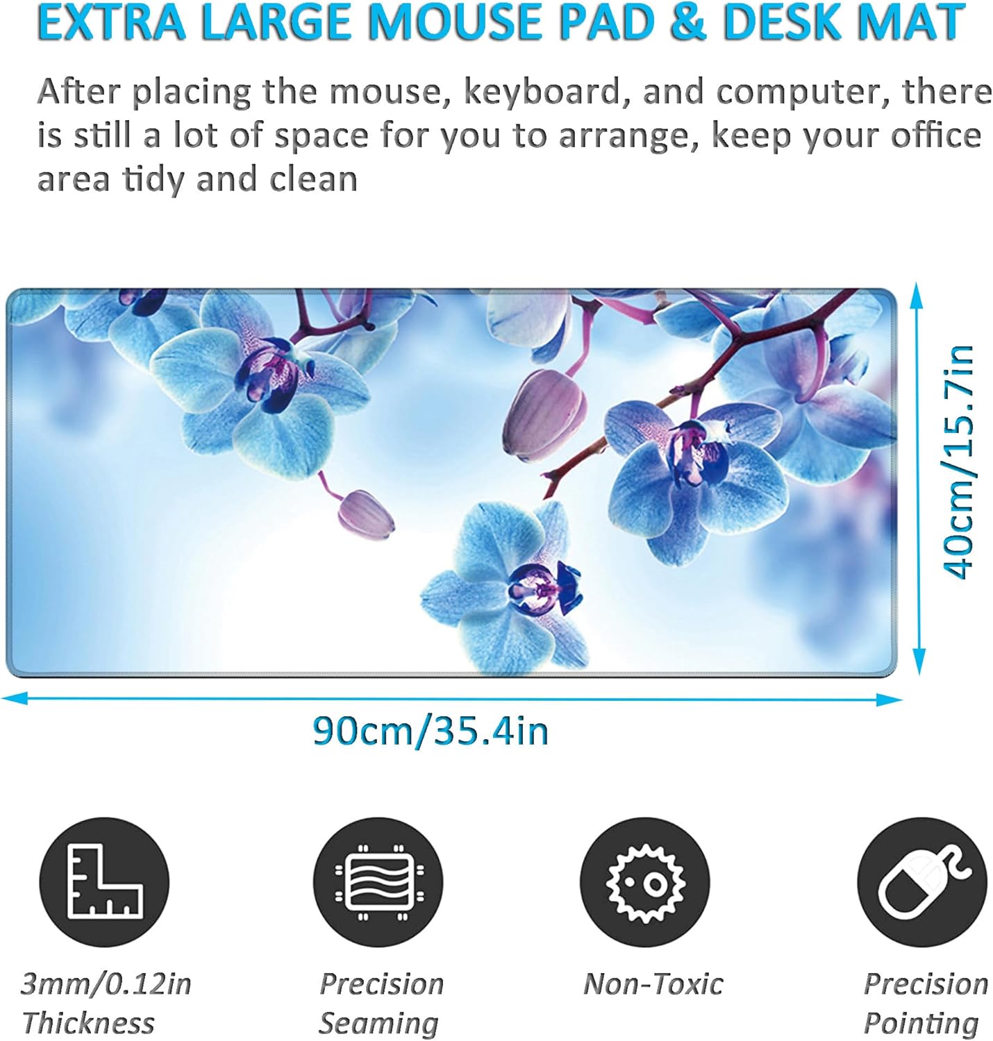 LL-COEUR Extended Office Mouse Mat Gaming Play Mat Computer Laptop Desk Pad 900x400x3mm (Colour 4) - Image 2