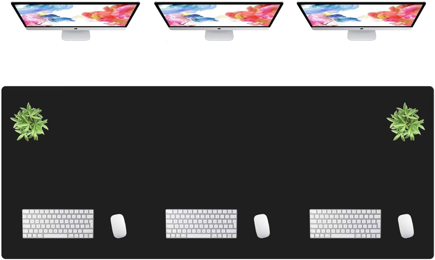 LL-COEUR Extra Large PU Leather Desk Mat Black Large Mouse Pad XXL Waterproof Table Mat Office Laptop Writing Pad (78.7 x 31.5 inch)