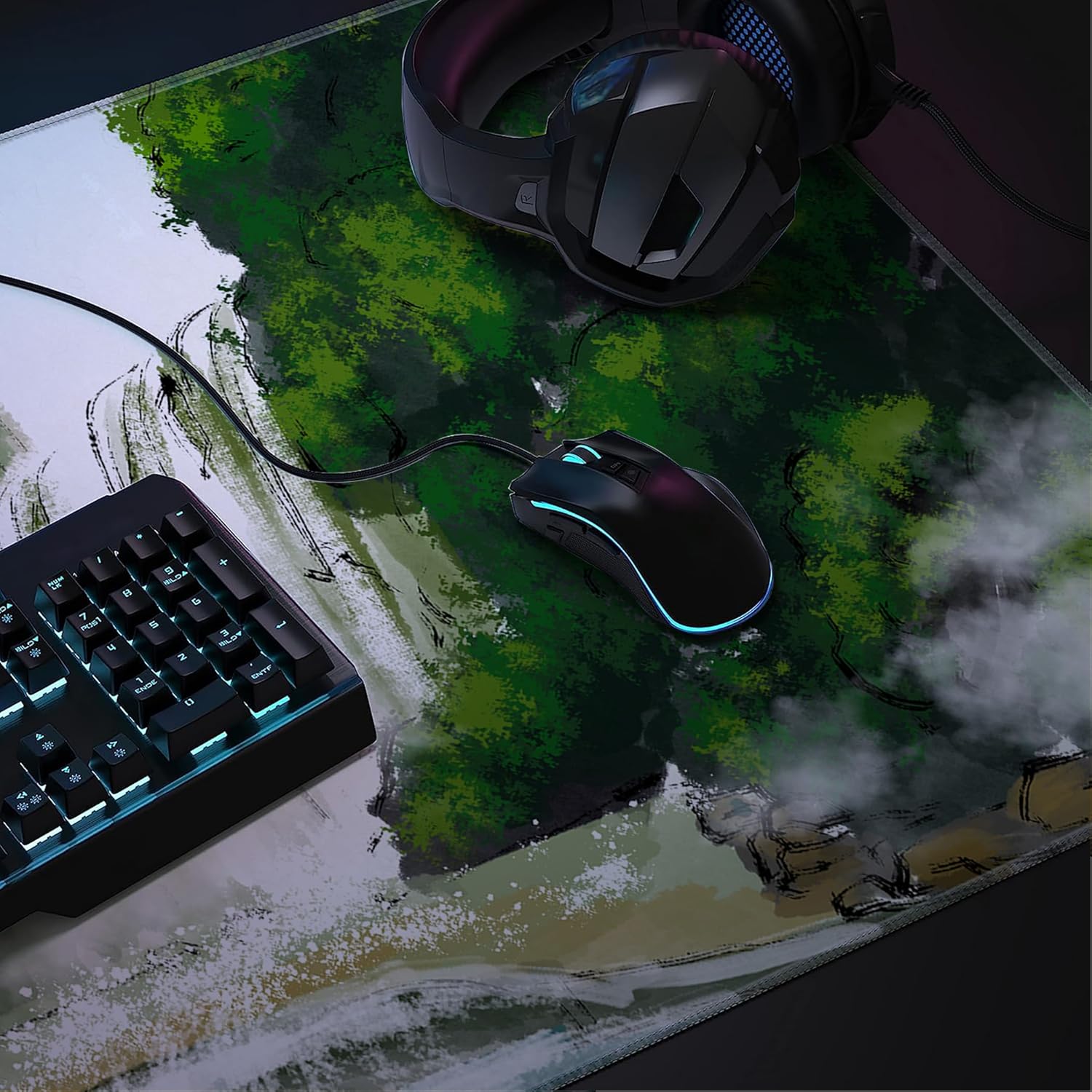 LL-COEUR Landscape Extended Mousepad 55.1"x23.6"x0.12" Waterproof Keyboard Mouse Mat with Anti-Slip Rubber Base Long Desk Pad for Gamer Office Home L - Image 7