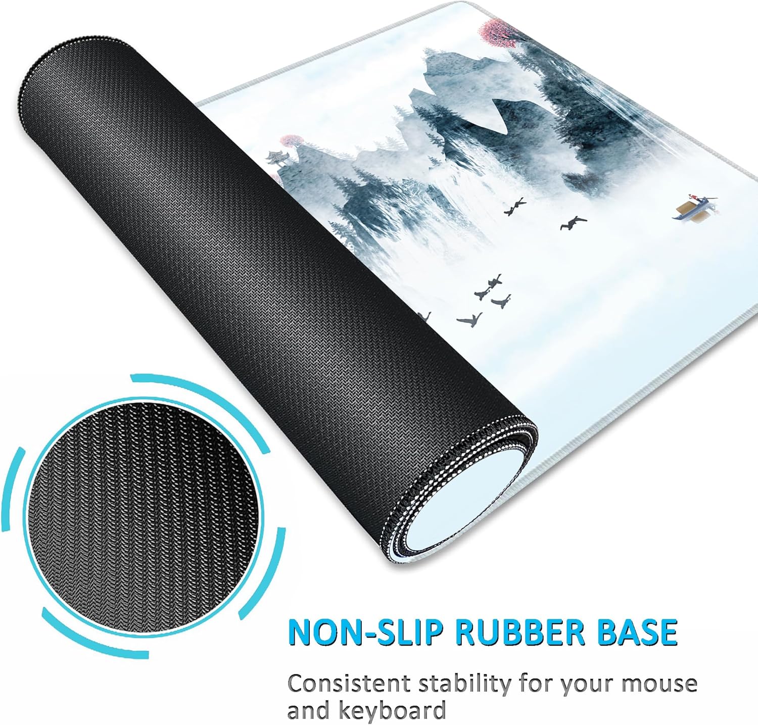 LL-COEUR Landscape Extended Mousepad 55.1"x27.5"x0.12" Waterproof Keyboard Mouse Mat with Anti-Slip Rubber Base Long Desk Pad for Gamer Office Home XXL - Image 6