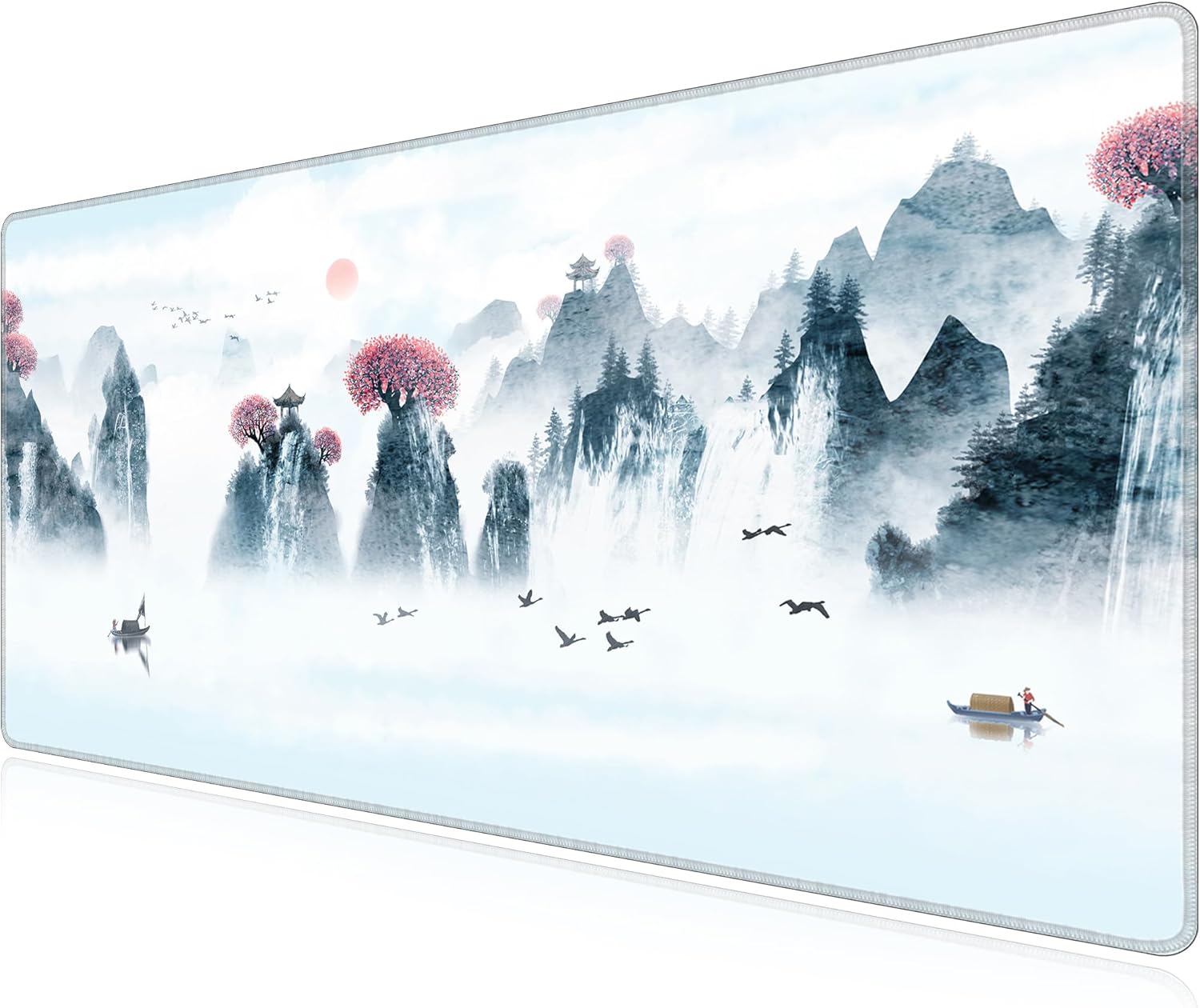 LL-COEUR Landscape Extended Mousepad 55.1"x27.5"x0.12" Waterproof Keyboard Mouse Mat with Anti-Slip Rubber Base Long Desk Pad for Gamer Office Home XXL