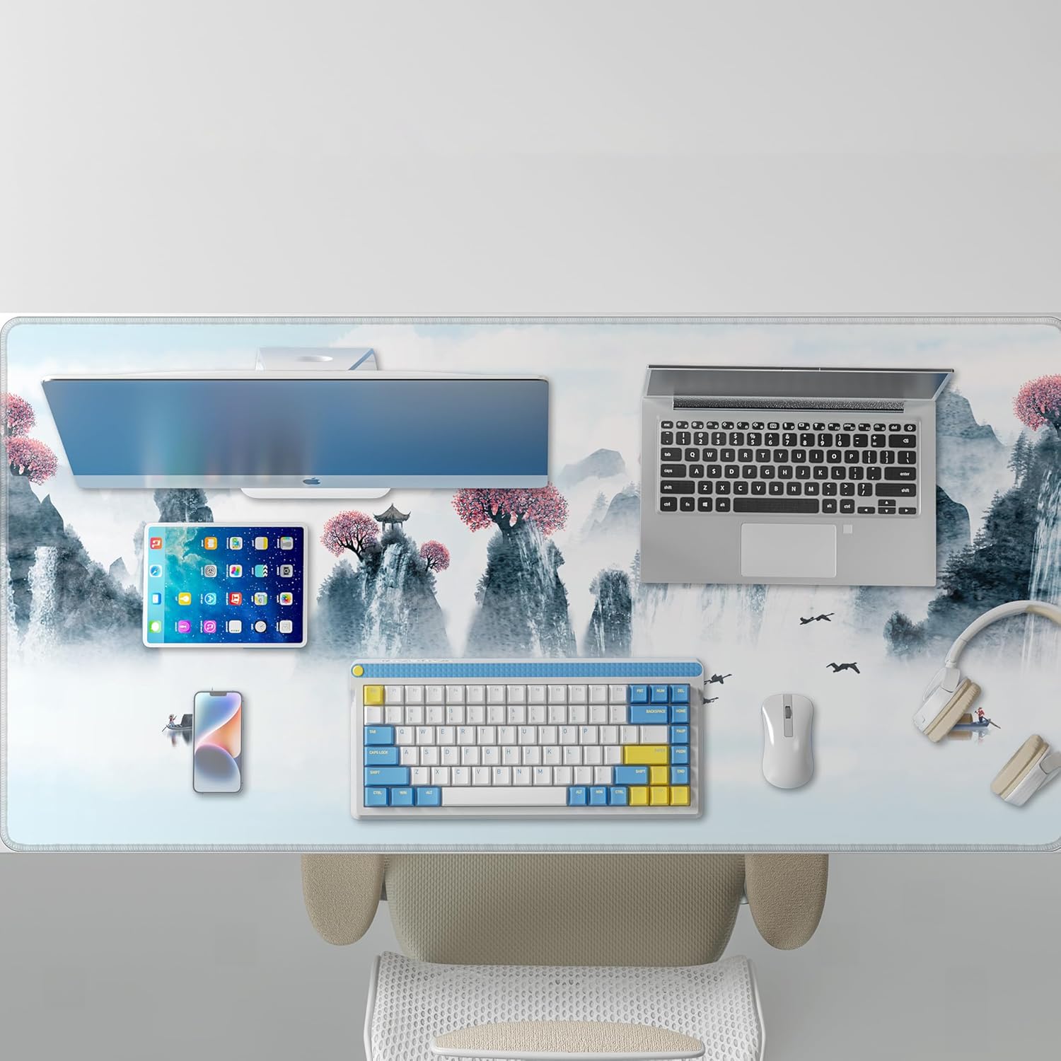 LL-COEUR Landscape Extended Mousepad 55.1"x27.5"x0.12" Waterproof Keyboard Mouse Mat with Anti-Slip Rubber Base Long Desk Pad for Gamer Office Home XXL - Image 3