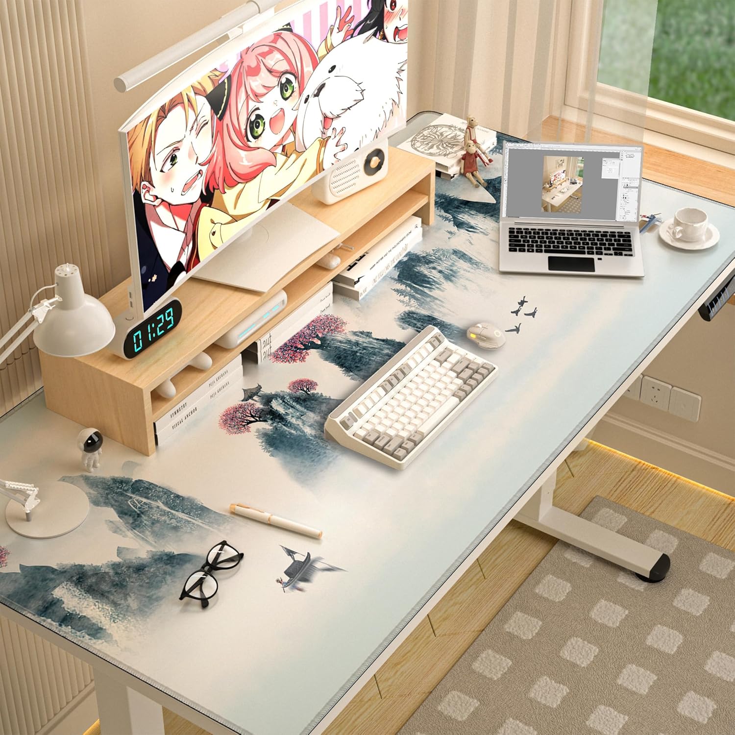 LL-COEUR Landscape Extended Mousepad 55.1"x27.5"x0.12" Waterproof Keyboard Mouse Mat with Anti-Slip Rubber Base Long Desk Pad for Gamer Office Home XXL - Image 4