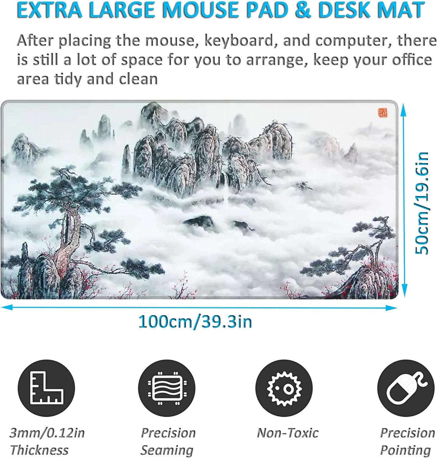 LL-COEUR XXL Computer Laptop Mouse Pad Gaming Play Mat Landscape Office Desk Mat (Colour 6, 1000 x 500 x 3 mm) - Image 2