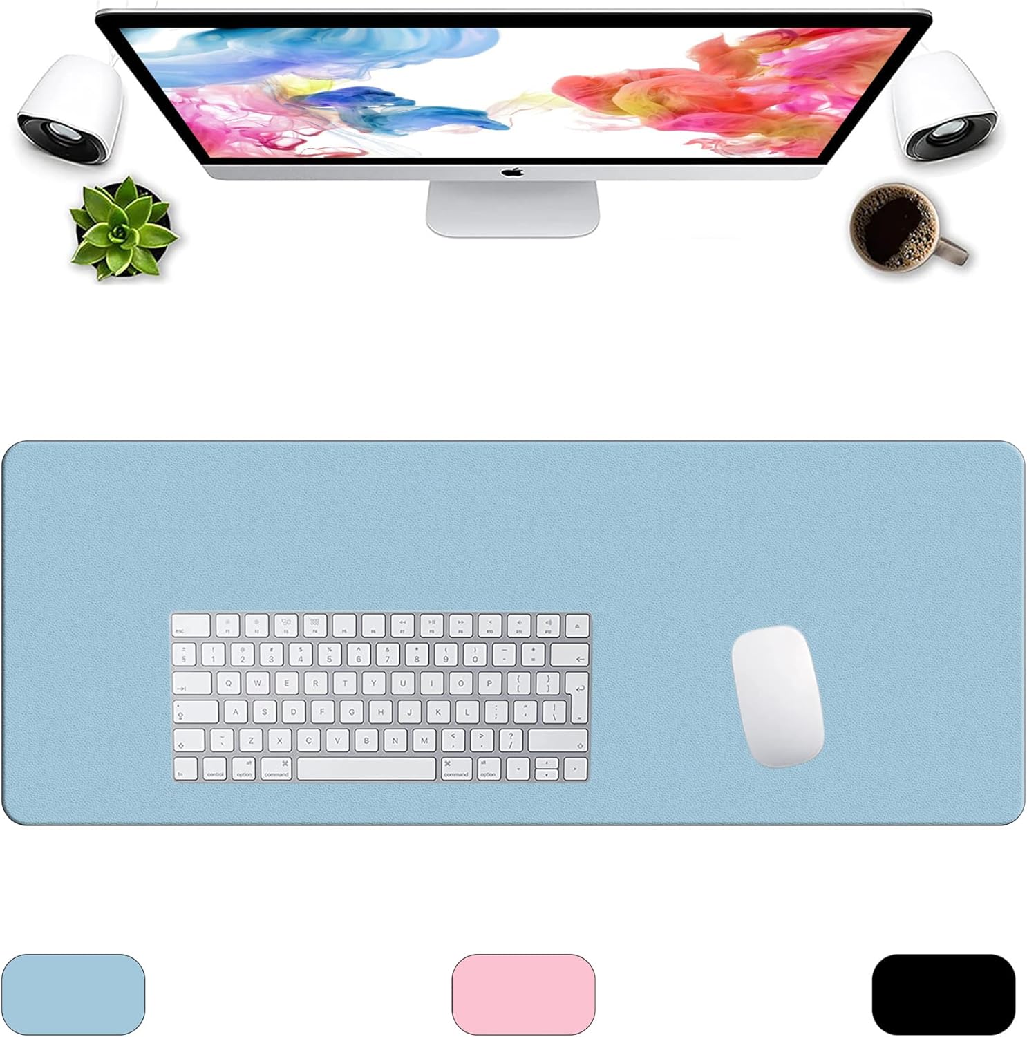 LL-COEUR XXL Leather Mouse Pad Gaming Keyboard Mat Waterproof Table Mat (Black, 1400 x 600 x 2 mm) - Image 7