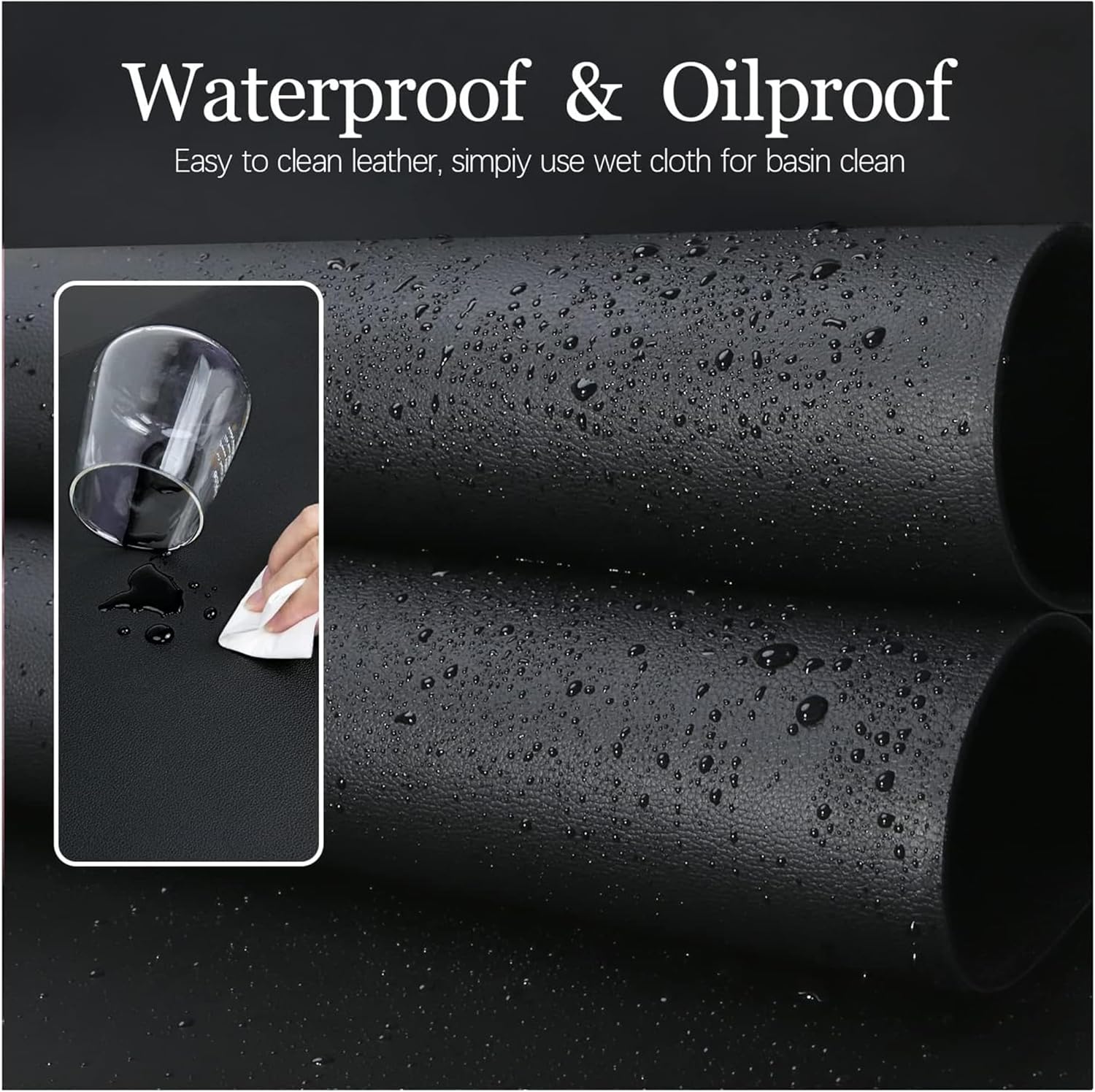 LL-COEUR XXL Leather Mouse Pad Gaming Keyboard Mat Waterproof Table Mat (Black, 1400 x 600 x 2 mm) - Image 3