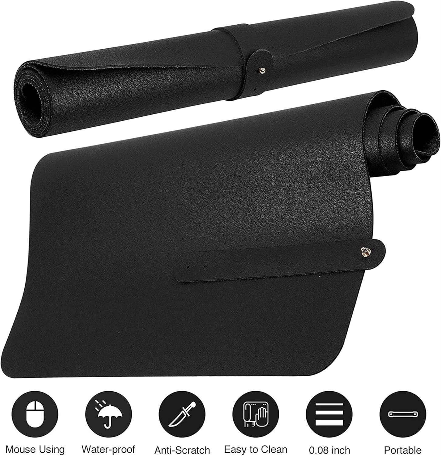 LL-COEUR XXL Leather Mouse Pad Gaming Keyboard Mat Waterproof Table Mat (Black, 1400 x 600 x 2 mm) - Image 5