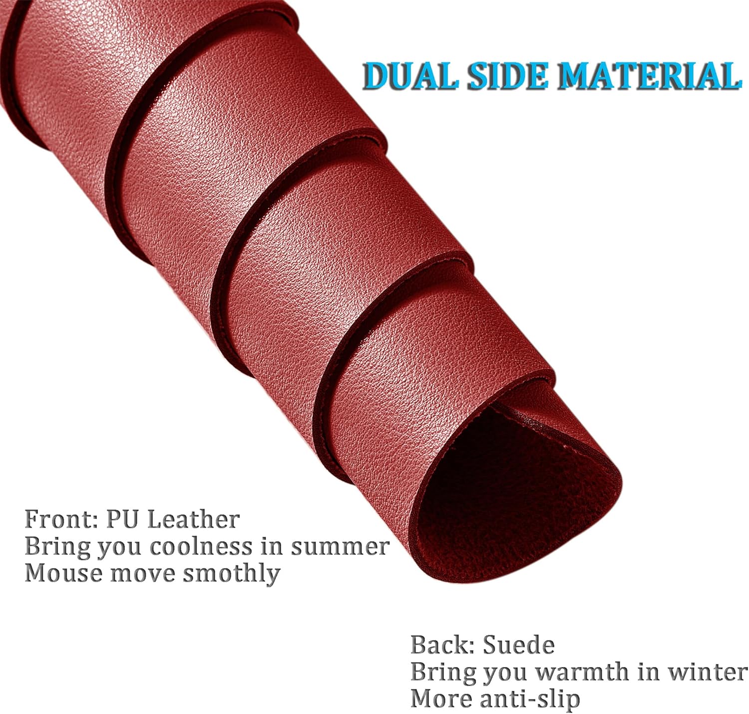 LL-COEUR XXL Leather Mouse Pad Gaming Keyboard Mat Waterproof Table Mat (Red Wine, 1000 x 500 x 2 mm) - Image 3