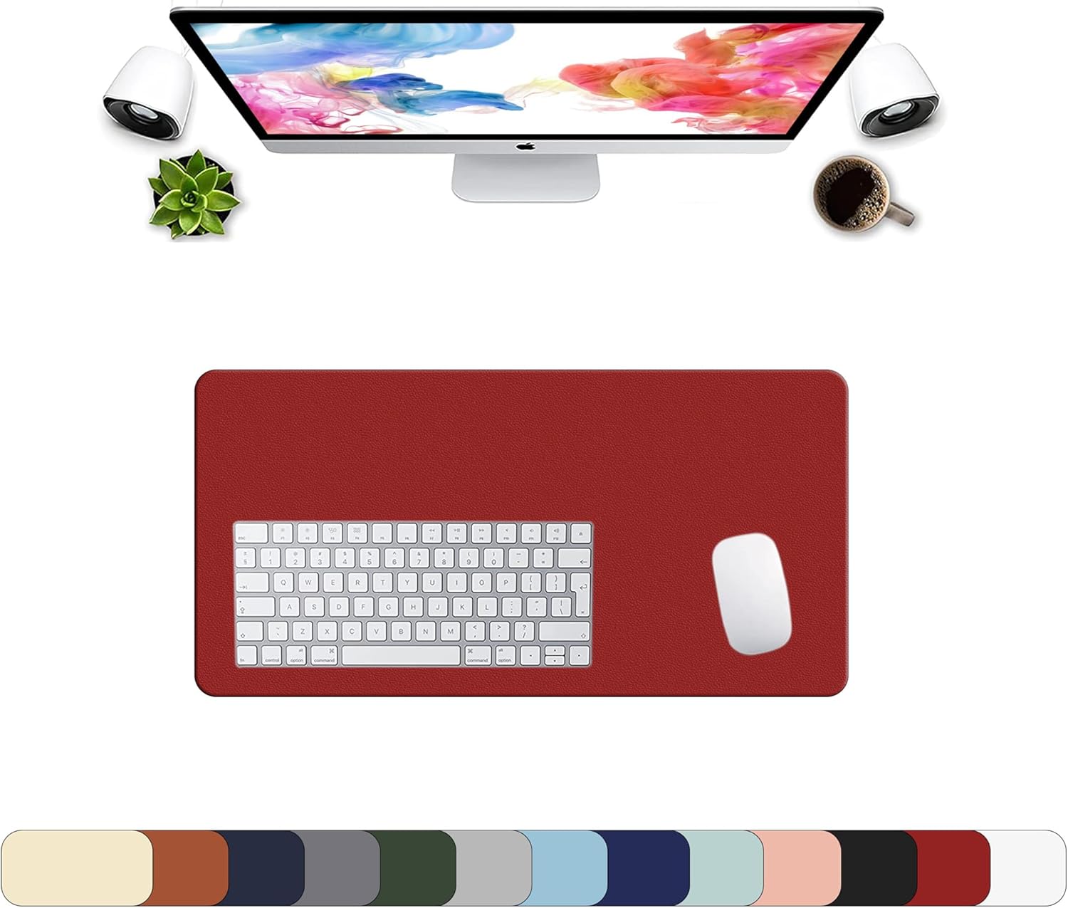 LL-COEUR XXL Leather Mouse Pad Gaming Keyboard Mat Waterproof Table Mat (Red Wine, 1000 x 500 x 2 mm) - Image 9