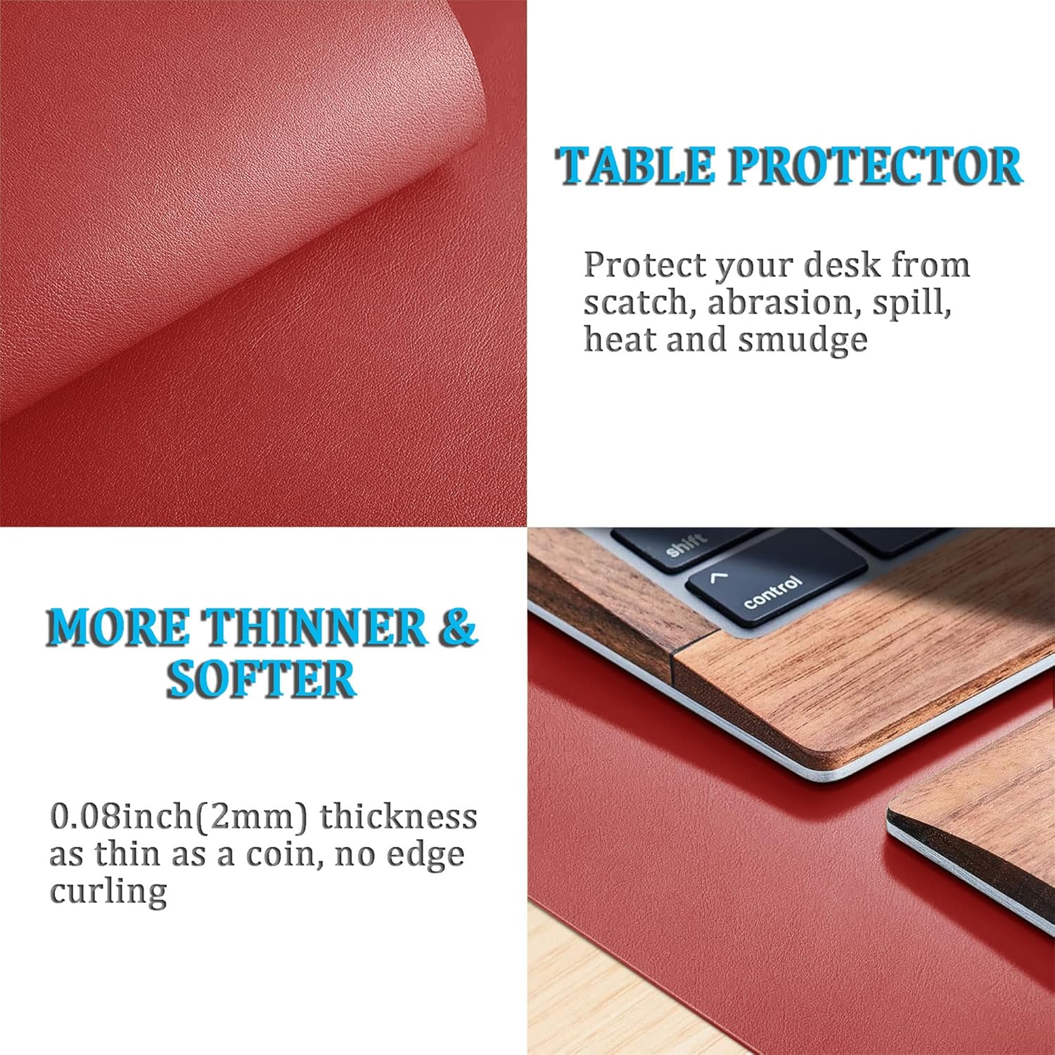 LL-COEUR XXL Leather Mouse Pad Gaming Keyboard Mat Waterproof Table Mat (Red Wine, 1000 x 500 x 2 mm) - Image 5