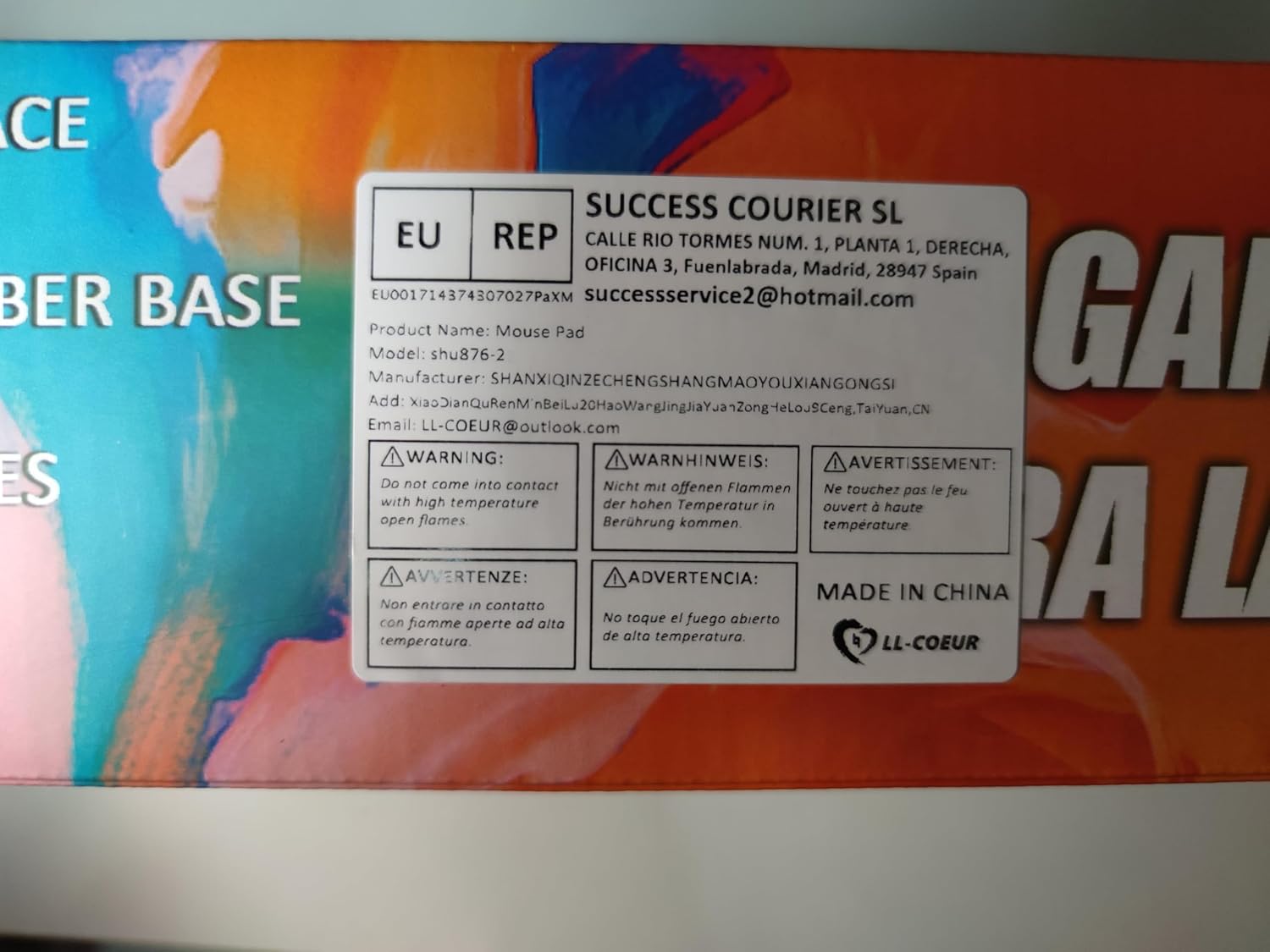 LL-COEUR XXL Mouse Pad Gaming Play Mat Computer Laptop Office Table Mat 1000x500x3mm (Colour 1) - Image 8