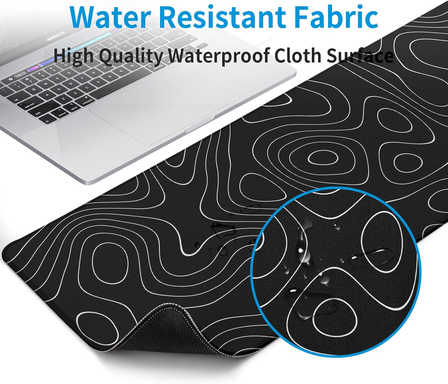 Llzdeuan Large Topographic Map Gaming Mouse Pad for Desk Black Desk Pad with Non-Slip Rubber Base Stitched Edge Desk Organizers and Accessories Desk Decor - Image 5