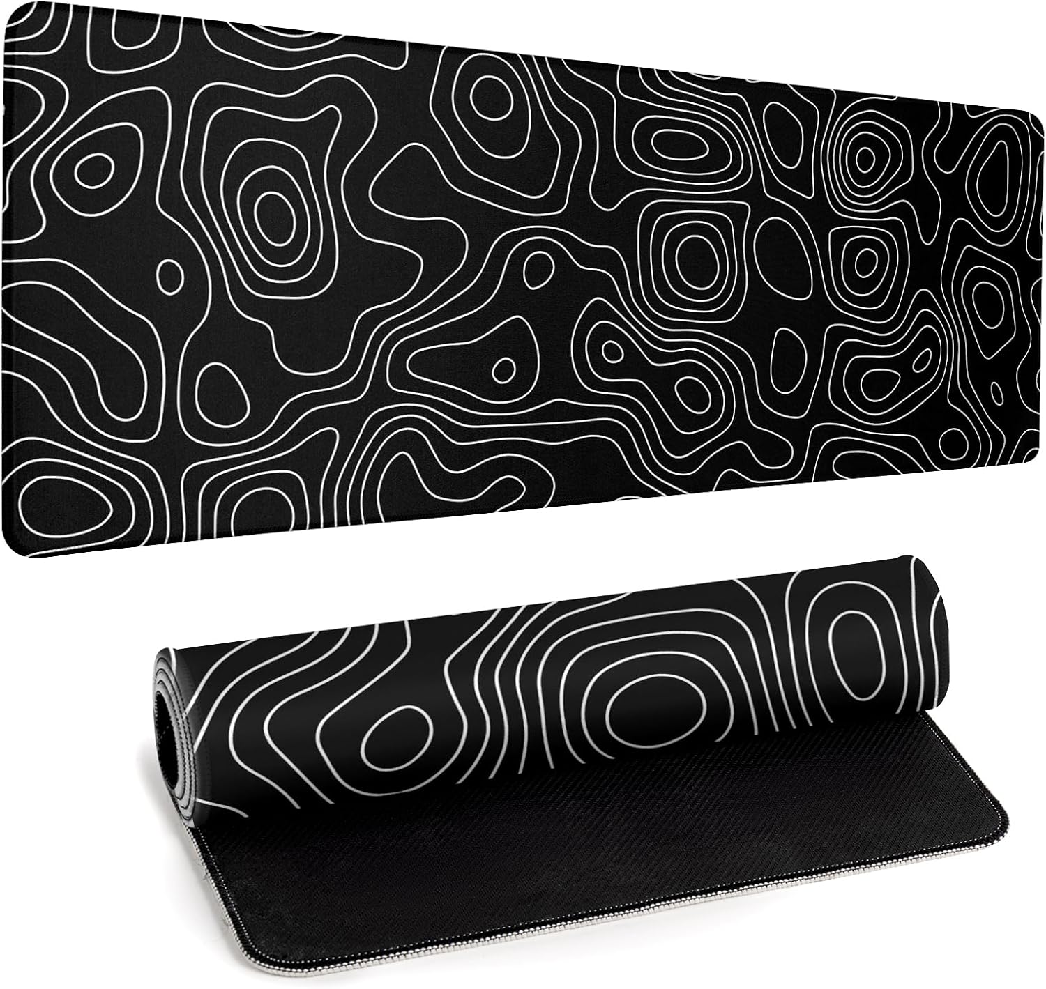 Llzdeuan Large Topographic Map Gaming Mouse Pad for Desk Black Desk Pad with Non-Slip Rubber Base Stitched Edge Desk Organizers and Accessories Desk Decor - Image 14