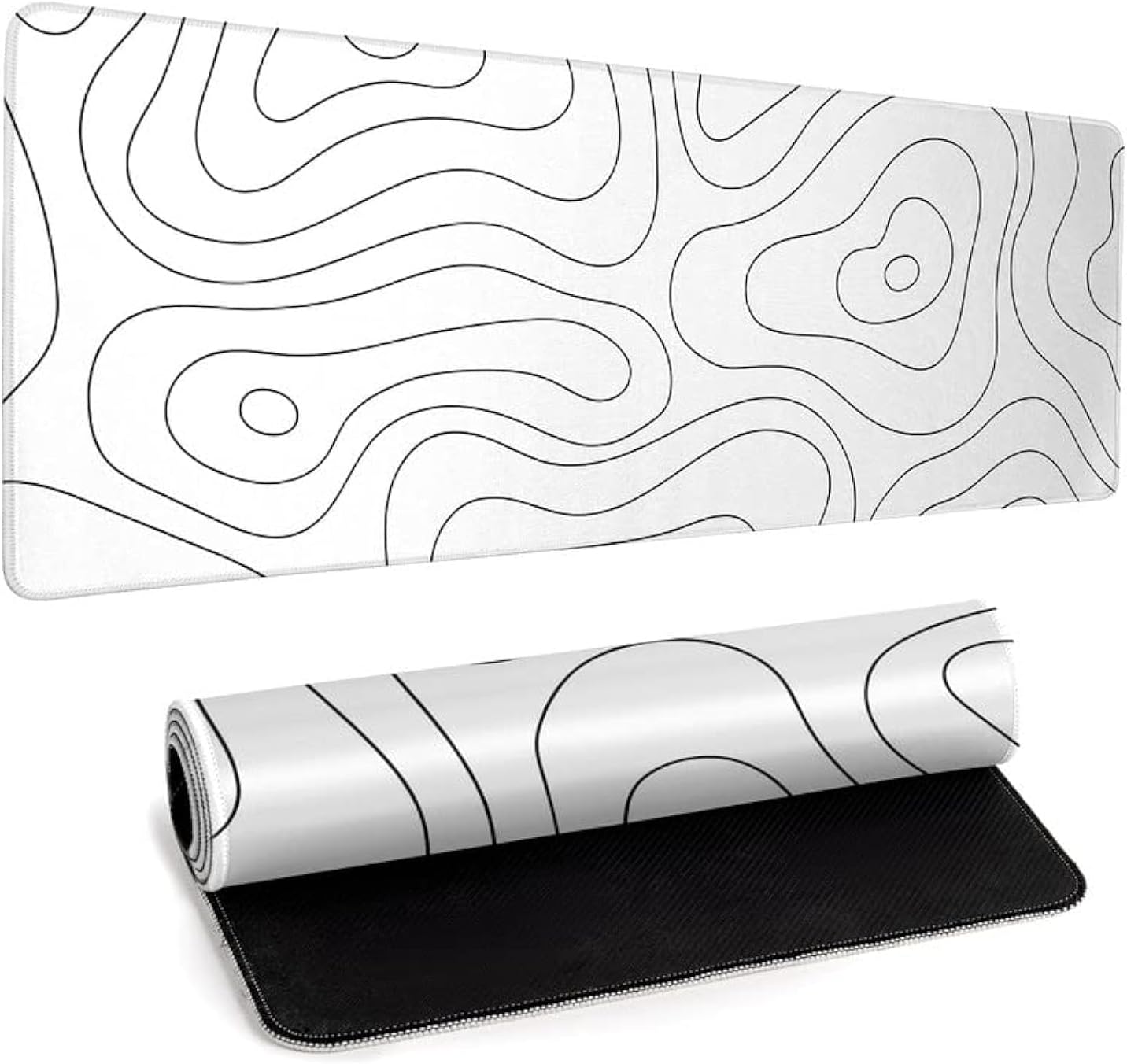 Llzdeuan Large Topographic Map Gaming Mouse Pad for Desk Black Desk Pad with Non-Slip Rubber Base Stitched Edge Desk Organizers and Accessories Desk Decor - Image 10