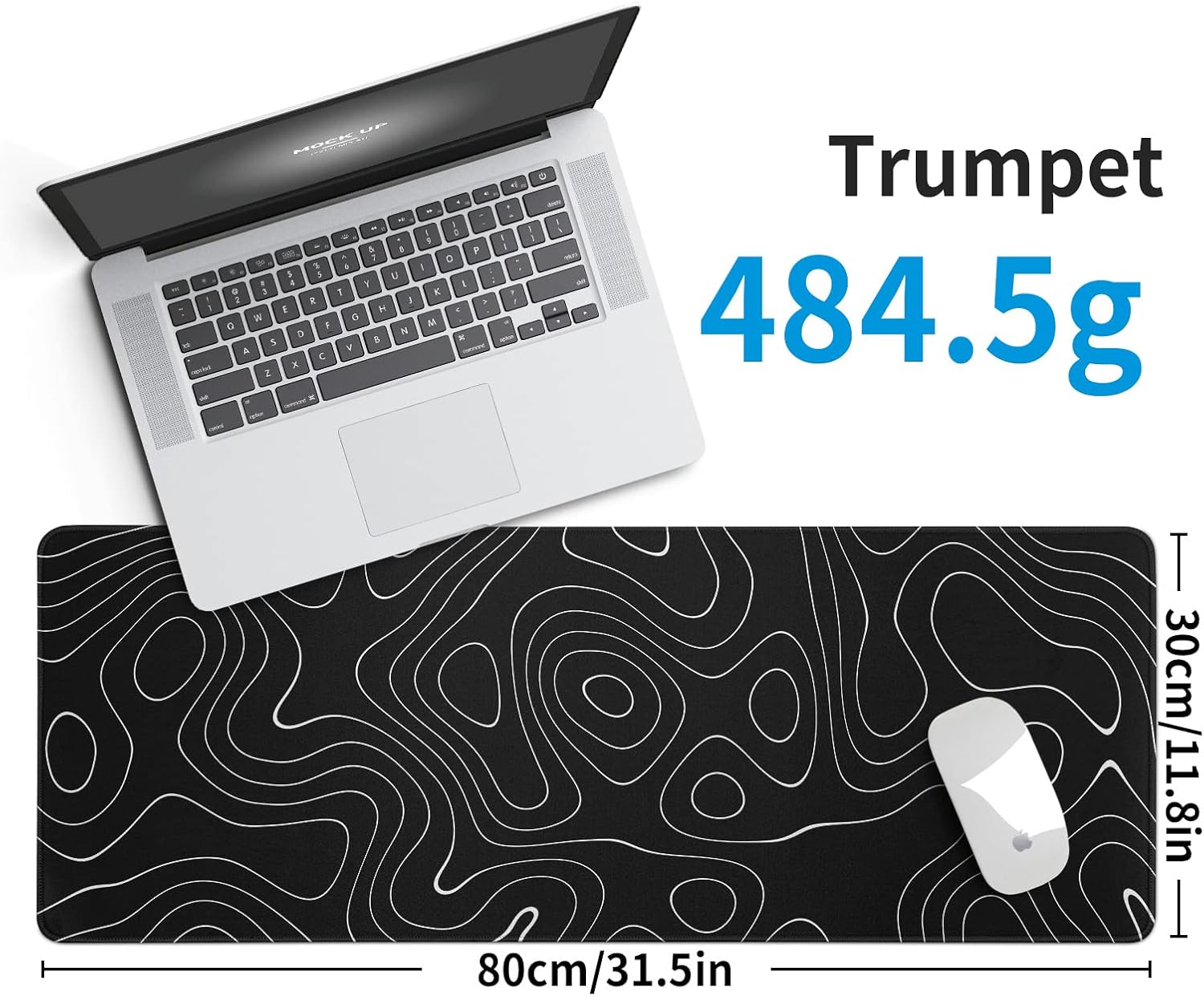 Llzdeuan Large Topographic Map Gaming Mouse Pad for Desk Black Desk Pad with Non-Slip Rubber Base Stitched Edge Desk Organizers and Accessories Desk Decor - Image 3