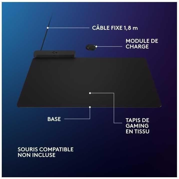 Logitech G POWERPLAY 2 Wireless Charging Mouse Pad for Compatible Gaming Mice, 34.5 X 28.4 cm (13.5 x 11.2 inches), 3.5 mm Height, for PC\/Mac - Black - Image 6