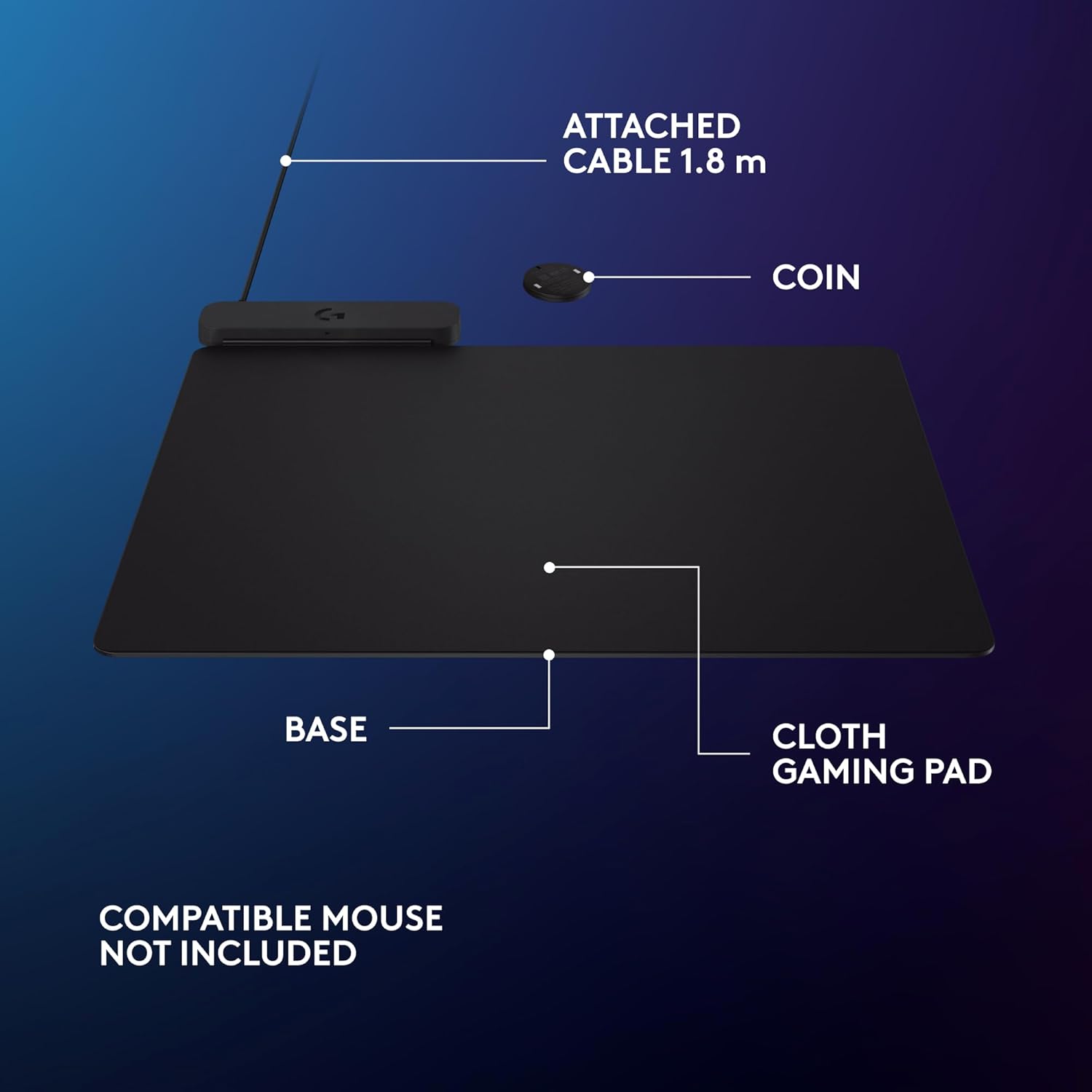 Logitech G POWERPLAY 2 Wireless Charging Mouse Pad for Compatible Gaming Mice, 34.5 X 28.4 cm (13.5 x 11.2 inches), 3.5 mm Height, for PC/Mac - Black - Image 6