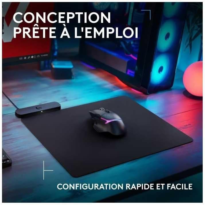 Logitech G POWERPLAY 2 Wireless Charging Mouse Pad for Compatible Gaming Mice, 34.5 X 28.4 cm (13.5 x 11.2 inches), 3.5 mm Height, for PC\/Mac - Black - Image 3