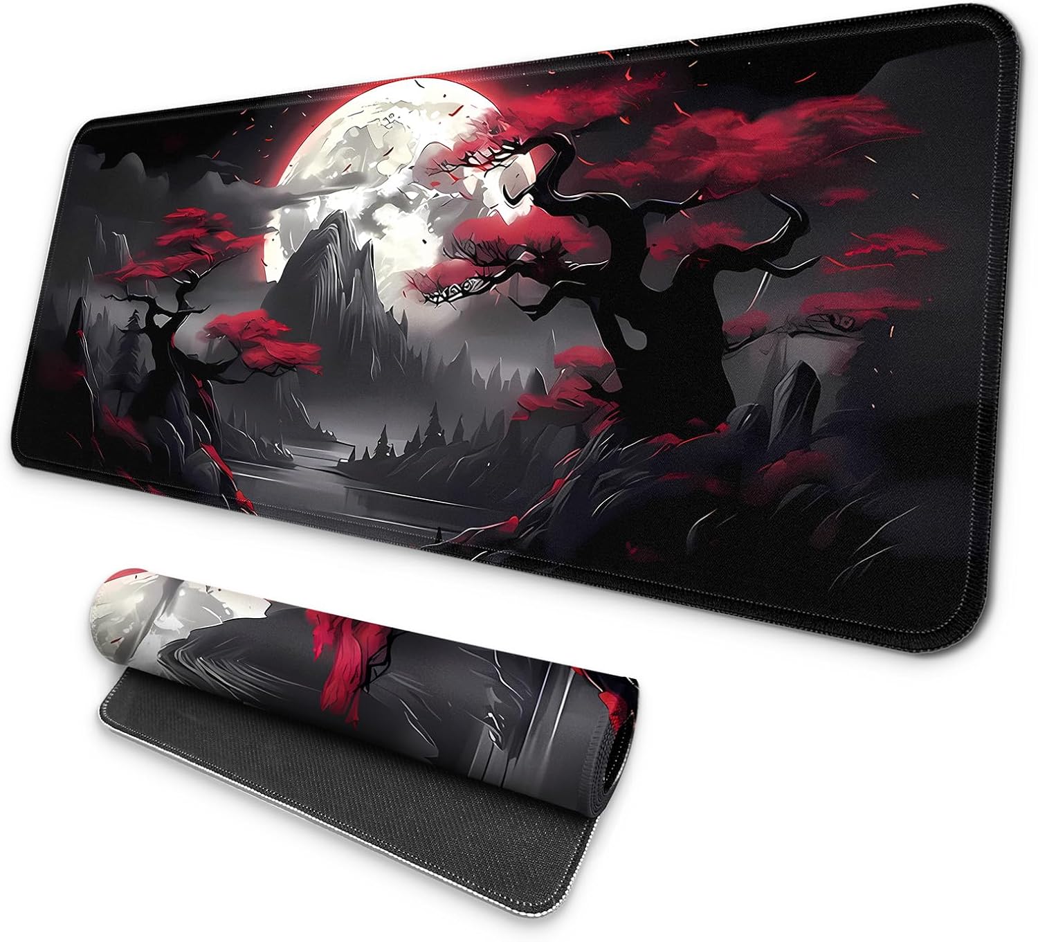 MAY FLOWER Large Gaming Mouse Pad, Full Keyboard Mat, Long Laptop Mousepad, Computer Mouse Mat for Home and Office, Anti-Slip Rubber Base, 31.5 x 11.8 Inches (Grey White Topographic Map) - Image 9