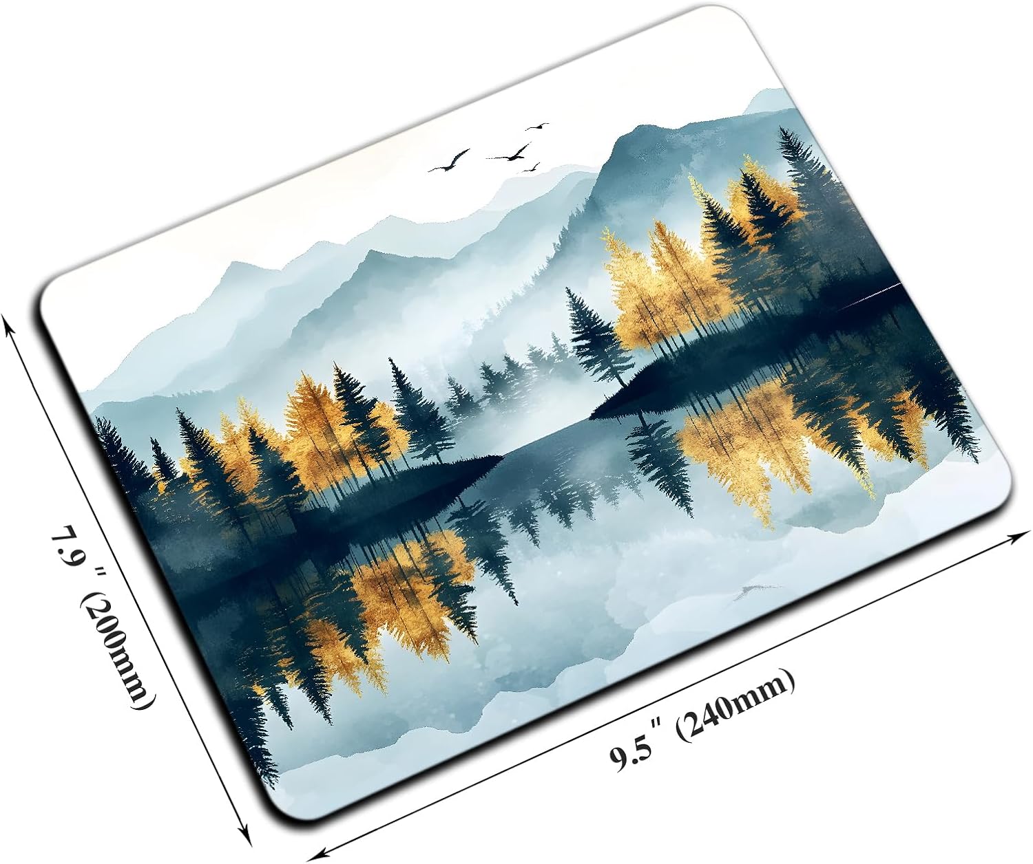 Mouse Pad, Cute Abstract Mountain Forest Mouse Pads for Desk, 9.5" x 7.9" Non-Slip Rubber Base Computer Mousepad with Women, Portable Square Design for Wireless Mouse and Pad Laptop Office & Travel - Image 2