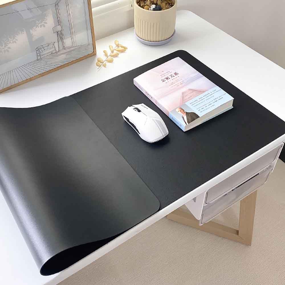 Mouse Pad Desk Mat Nonslip Rubber Base Waterproof Desk Blotter PU Leather Computer Mouse Pad (BlackGray,40x60 cm) - Image 20