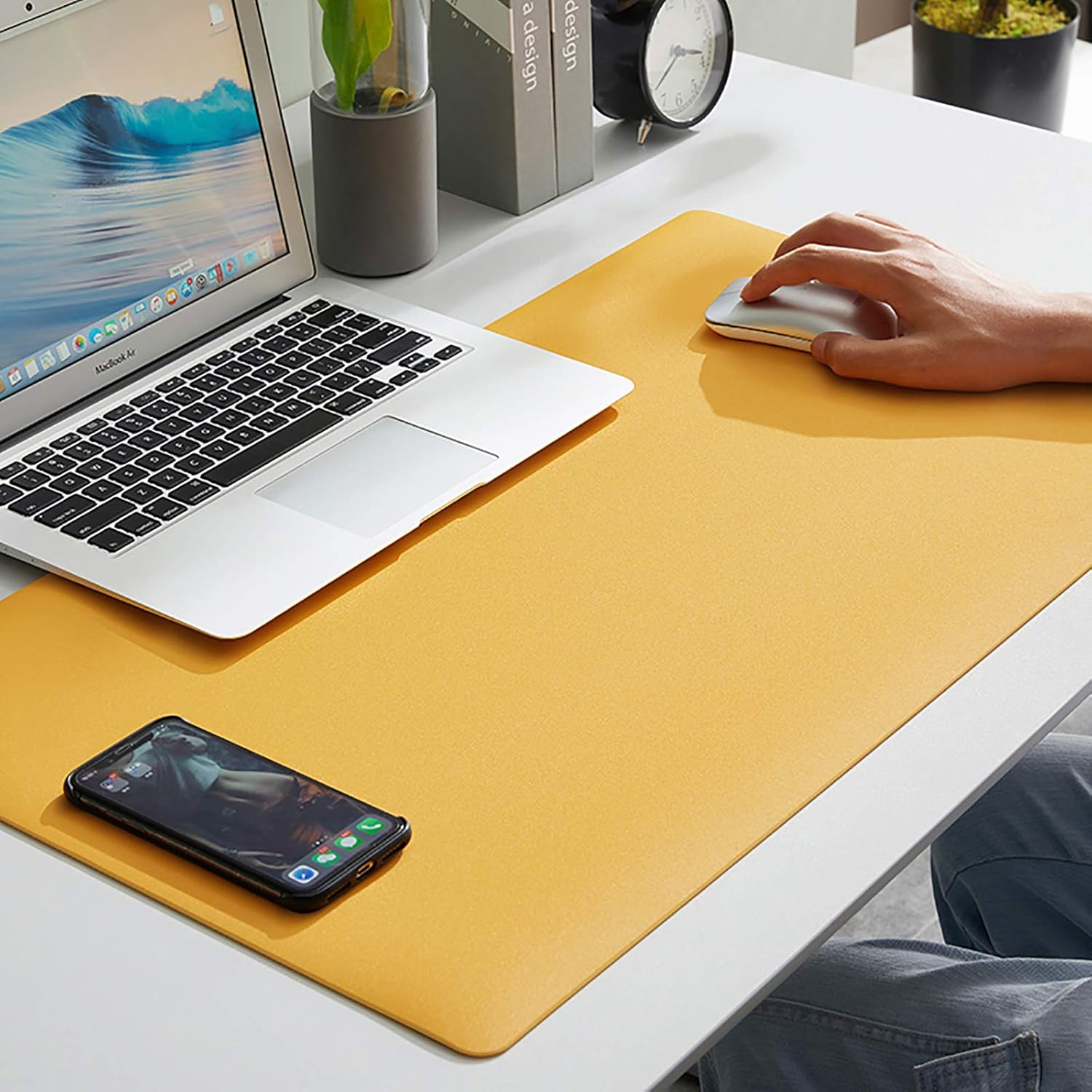 Nileco Large Pu Leather Mouse Pad,Waterproof Matte Surface Multi Function Mouse Mat for Computer PC Laptop Computer Desk Pad-Black 50x100x0.3cm - Image 7