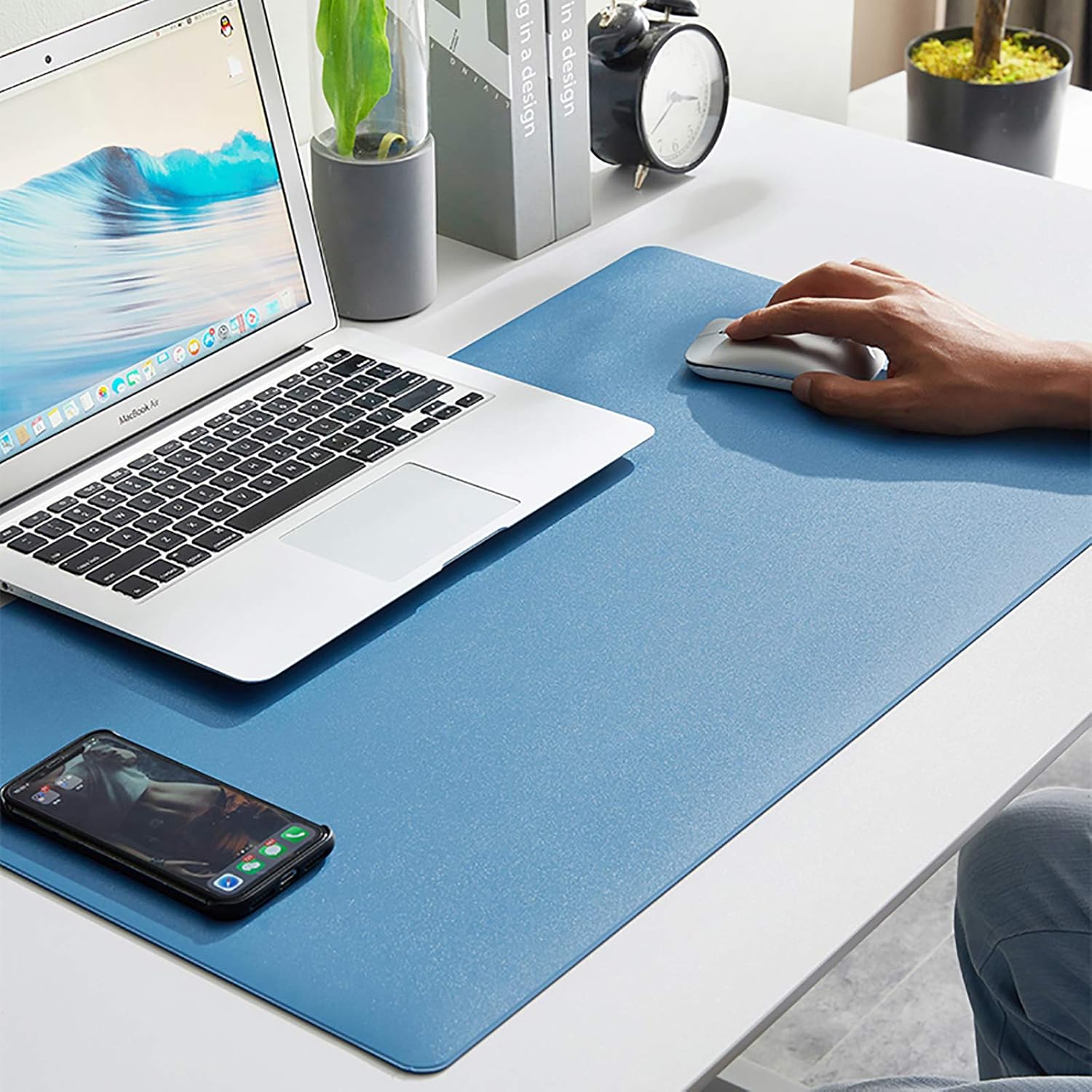 Nileco Large Pu Leather Mouse Pad,Waterproof Matte Surface Multi Function Mouse Mat for Computer PC Laptop Computer Desk Pad-Black 50x100x0.3cm - Image 10