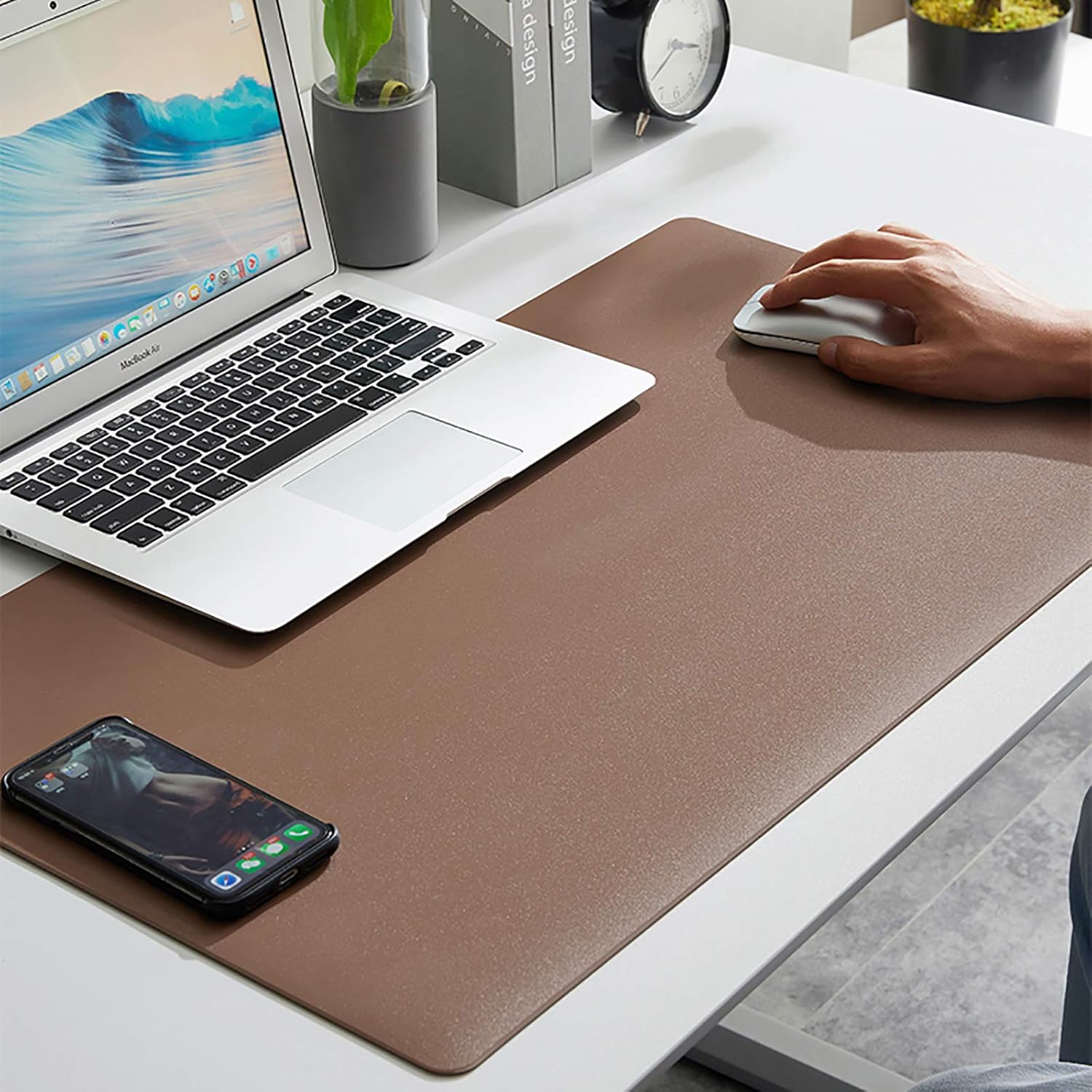 Nileco Large Pu Leather Mouse Pad,Waterproof Matte Surface Multi Function Mouse Mat for Computer PC Laptop Computer Desk Pad-Black 50x100x0.3cm - Image 13