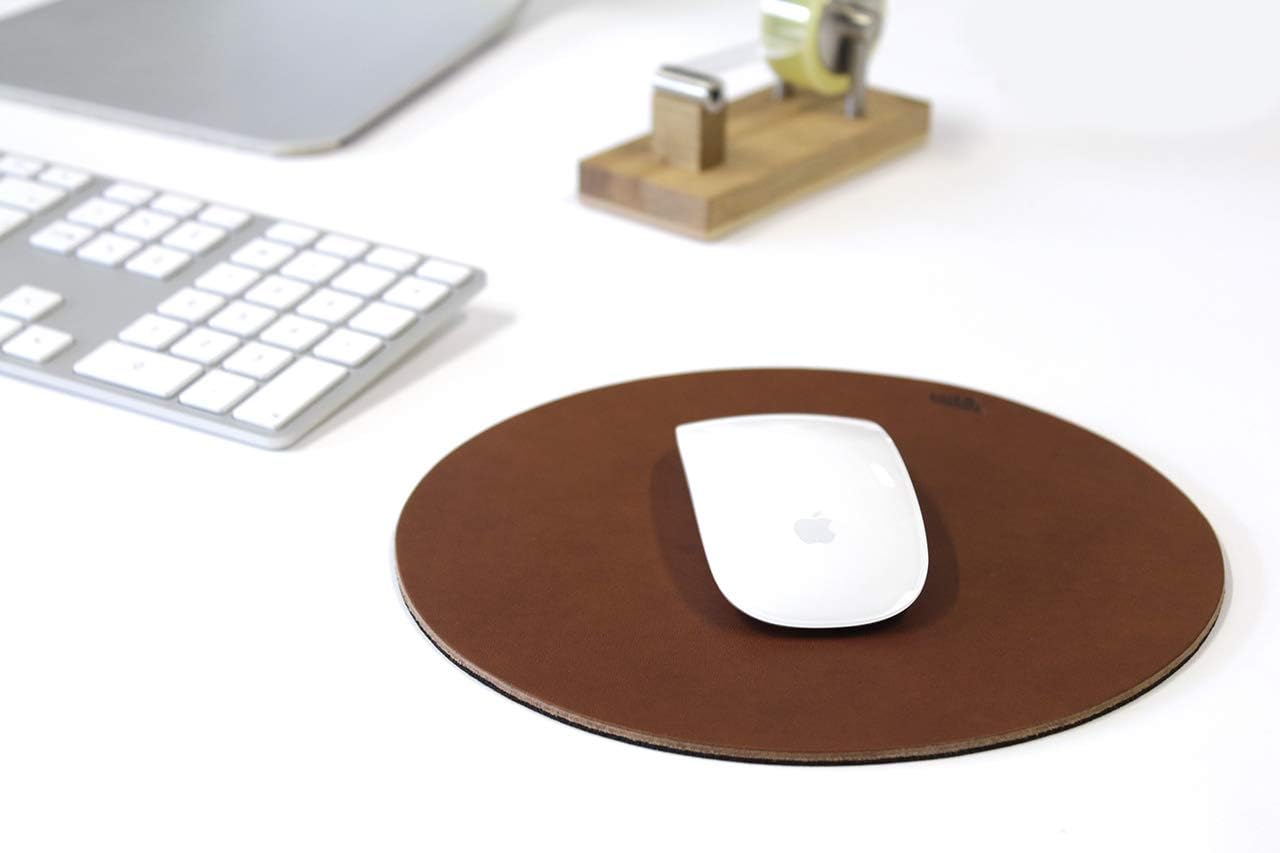 Pack & Smooch Leather Mouse Pad with Anti-Slip Natural Rubber Backside- Vegetable Tanned Leather Light Brown - Image 2