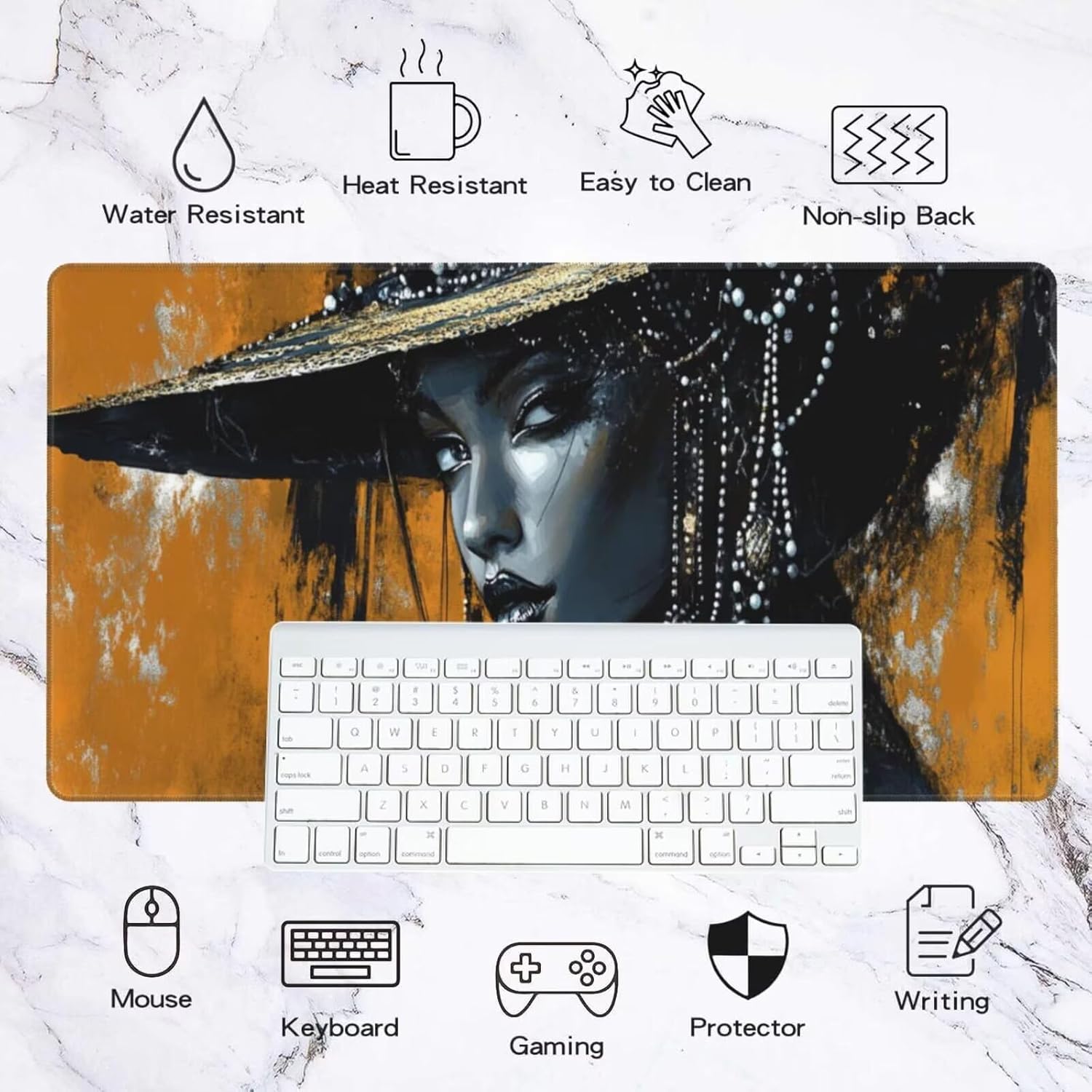 Sexy Mouse Pad Woman Desk Mat, Large Mouse Pad 39.4x19.7 inch, XXL Mousepad with Non-Slip Rubber Base, Waterproof Computer Keyboard Mat with Stitched Edges, Gaming Mousepad for Desk Office Decor Q692 - Image 2