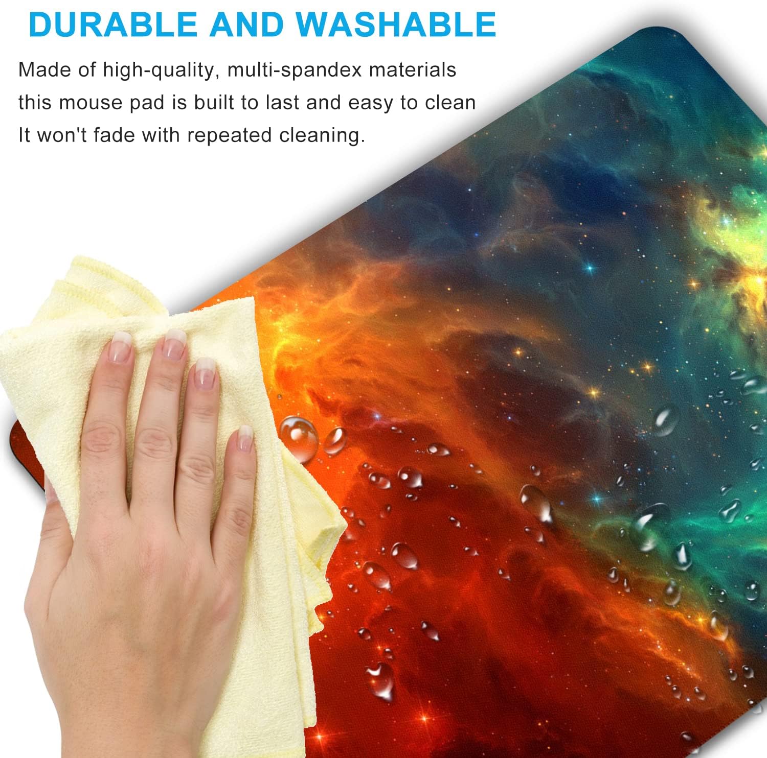 SHALYSONG Galaxy Mouse pad, Orange and Cyan Nebula Mouse Pads Office Computer Mousepad, Non-Slip Washable Small Mouse mat 9.5 X 7.9 inch - Image 5