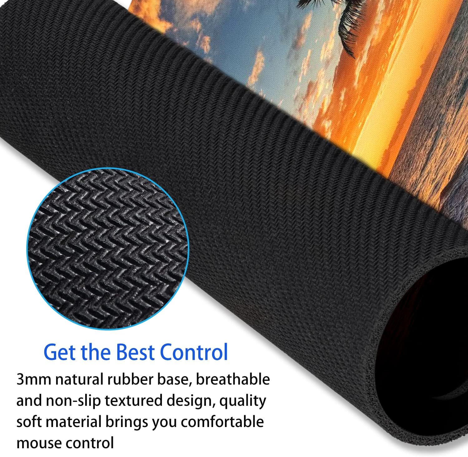 SHALYSONG Sunset Beach Mouse pad with Tropical Ocean Landscape and Non-Slip Rubber Base Design for Personalized Women's Office Desktop Decoration Accessories 9.5x7.9 inch - Image 4