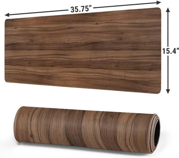 Skinit Extra Large Gaming Mouse Pad - Natural Walnut Wood Design with Stitched Edges, Waterproof, Non-Slip Rubber Base, Desk Mat for Keyboard & Mouse, 35.75" x 15.4" inches - Image 2