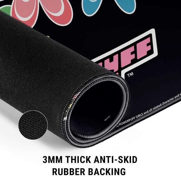 Skinit Extra Large Gaming Mouse Pad - Officially Licensed Powerpuff Girls Flowers Design with Stitched Edges, Waterproof, Non-Slip Rubber Base, Desk Mat for Keyboard & Mouse, 35.75" x 15.4" inches - Image 3