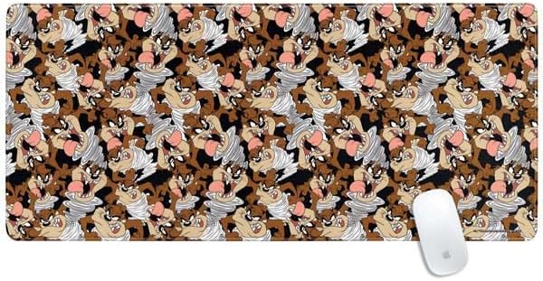 Skinit Extra Large Gaming Mouse Pad - Officially Licensed Taz Super Sized Pattern Design with Stitched Edges, Waterproof, Non-Slip Rubber Base, Desk Mat for Keyboard & Mouse, 35.75" x 15.4" inches