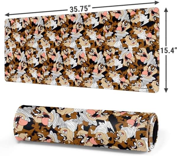 Skinit Extra Large Gaming Mouse Pad - Officially Licensed Taz Super Sized Pattern Design with Stitched Edges, Waterproof, Non-Slip Rubber Base, Desk Mat for Keyboard & Mouse, 35.75" x 15.4" inches - Image 2