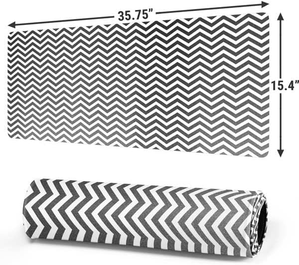 Skinit Extra Large Gaming Mouse Pad - Silver Chevron Design with Stitched Edges, Waterproof, Non-Slip Rubber Base, Desk Mat for Keyboard & Mouse, 35.75" x 15.4" inches - Image 2