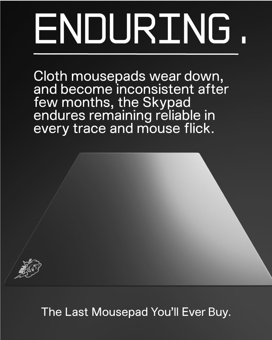 SkyPAD Glas 3.0 XL Gaming Mouse Pad with Cloud Logo | Professional Large Mouse Mat | 400 x 500 mm | Black | Special Glass Surface with Improved Precision and Speed - Image 2