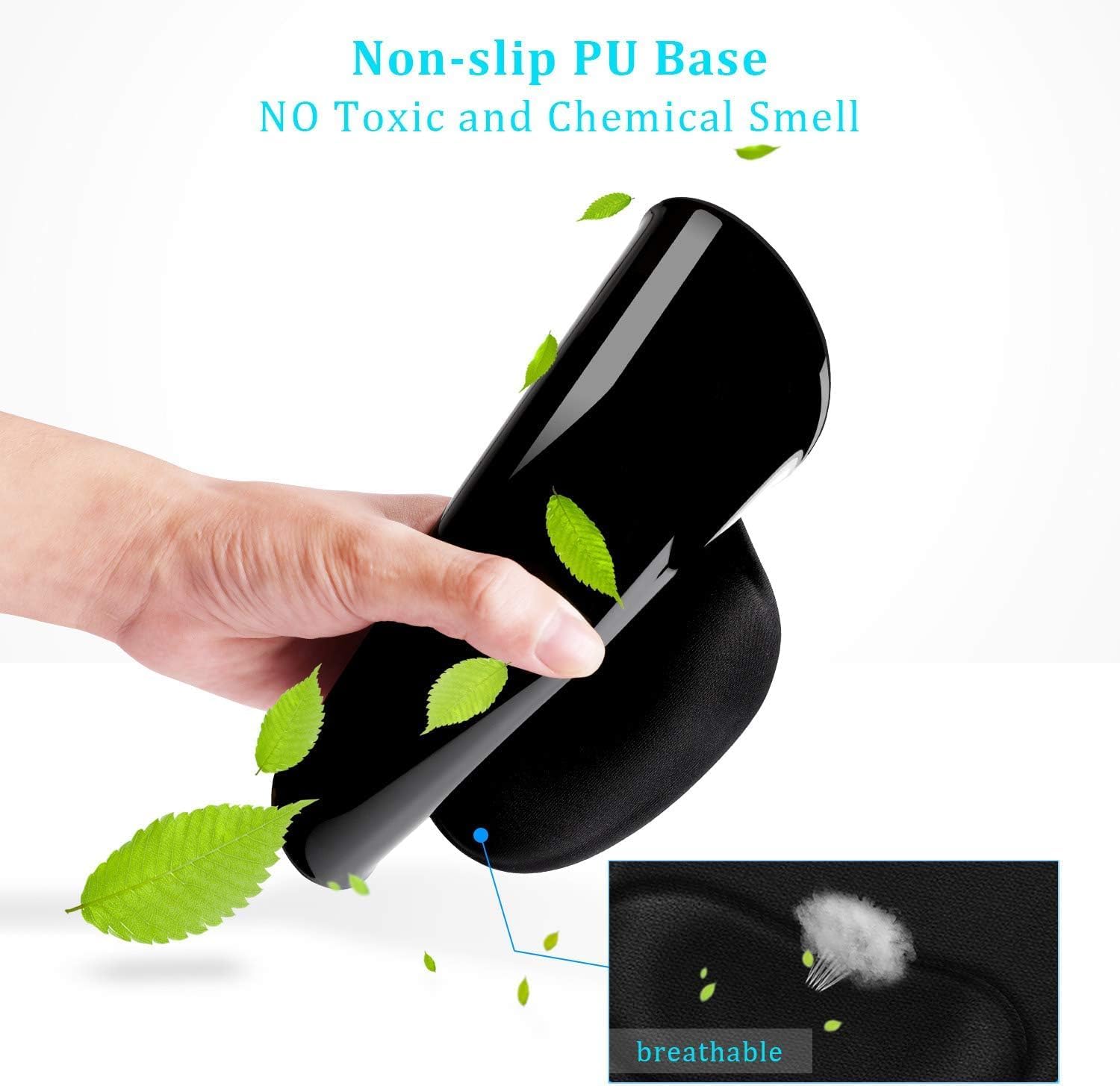 Soqool Mouse Pad, 6 Pack Ergonomic Mouse Pads with Comfortable Gel Wrist Rest Support and Lycra Cloth, Non-Slip PU Base for Easy Typing Pain Relief, Durable and Easy to Clean, Black - Image 4