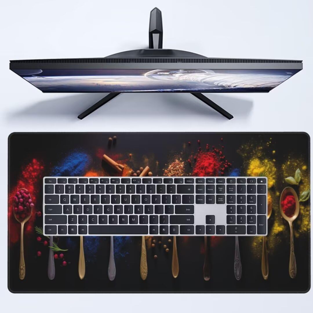 Spice Mouse Pad Desk Pad,Mouse Pad Large Desk Mat with Stitched Edges,XXL Mousepad with Non-Slip Rubber Base,Computer Keyboard Pad Waterproof Gaming Mouse Pad Colourful Desk Pad 62.9 x 31.5 Inch gq523 - Image 4