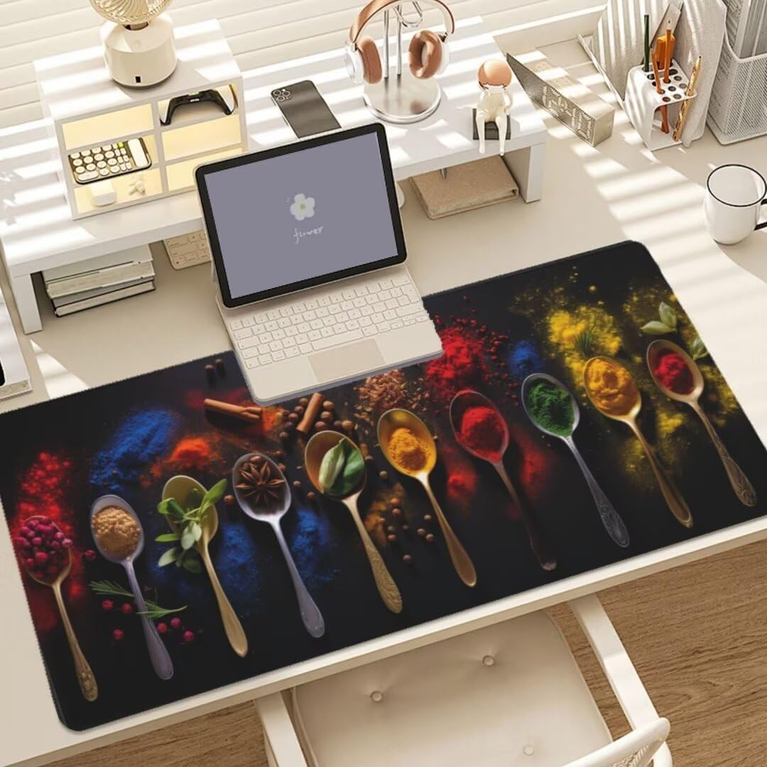 Spice Mouse Pad Desk Pad,Mouse Pad Large Desk Mat with Stitched Edges,XXL Mousepad with Non-Slip Rubber Base,Computer Keyboard Pad Waterproof Gaming Mouse Pad Colourful Desk Pad 62.9 x 31.5 Inch gq523 - Image 7