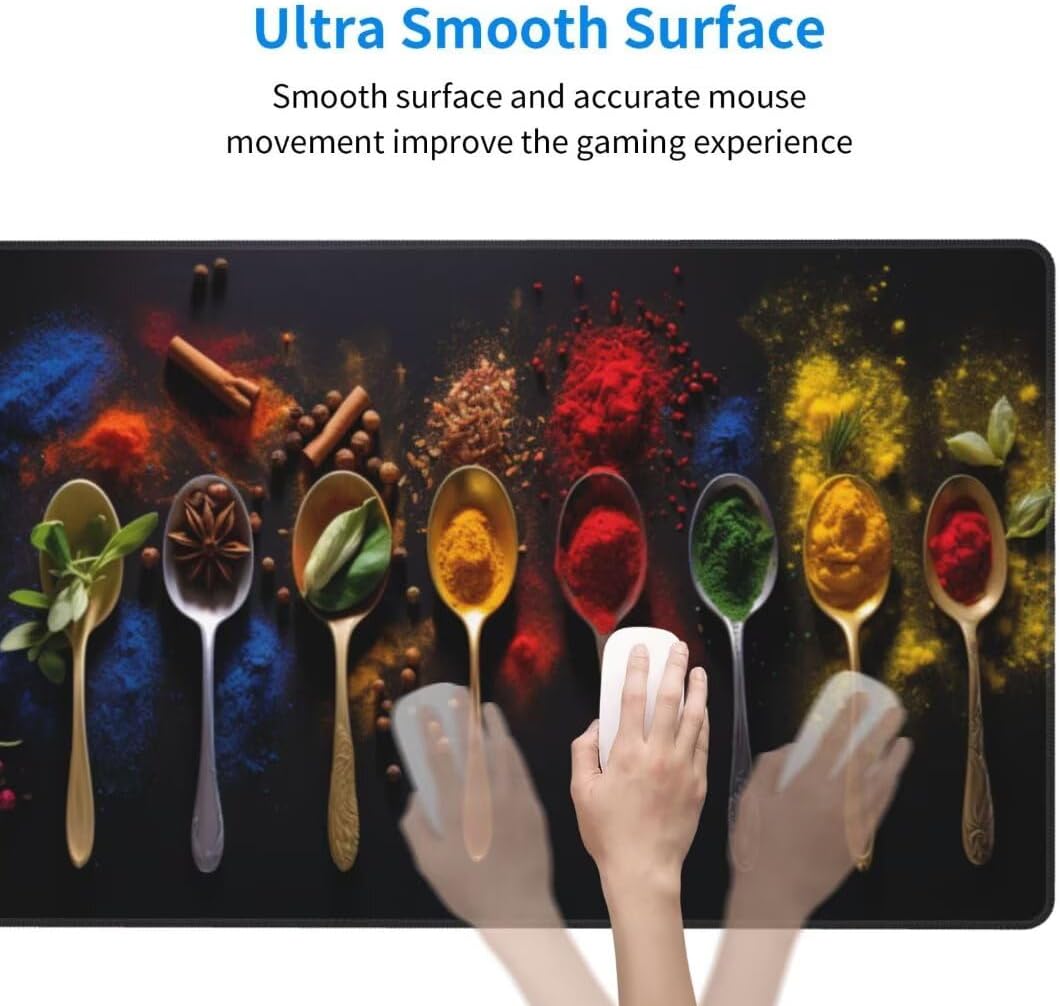 Spice Mouse Pad Desk Pad,Mouse Pad Large Desk Mat with Stitched Edges,XXL Mousepad with Non-Slip Rubber Base,Computer Keyboard Pad Waterproof Gaming Mouse Pad Colourful Desk Pad 62.9 x 31.5 Inch gq523 - Image 5