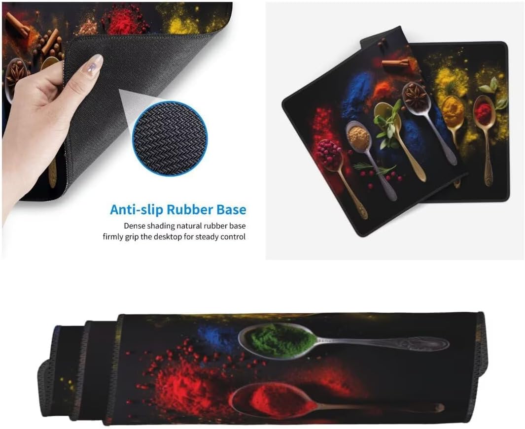 Spice Mouse Pad Desk Pad,Mouse Pad Large Desk Mat with Stitched Edges,XXL Mousepad with Non-Slip Rubber Base,Computer Keyboard Pad Waterproof Gaming Mouse Pad Colourful Desk Pad 62.9 x 31.5 Inch gq523 - Image 3