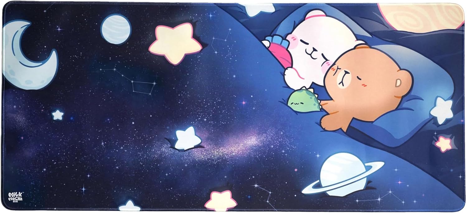 Starry Dream Desk Mat Authentic Milkmochabear Merchandise Cute Extra Large Gaming Mouse Pad with Non-Slip Rubber Base for Computer Keyboard Laptop, Home Office Accessories (35.5" x 15.7")