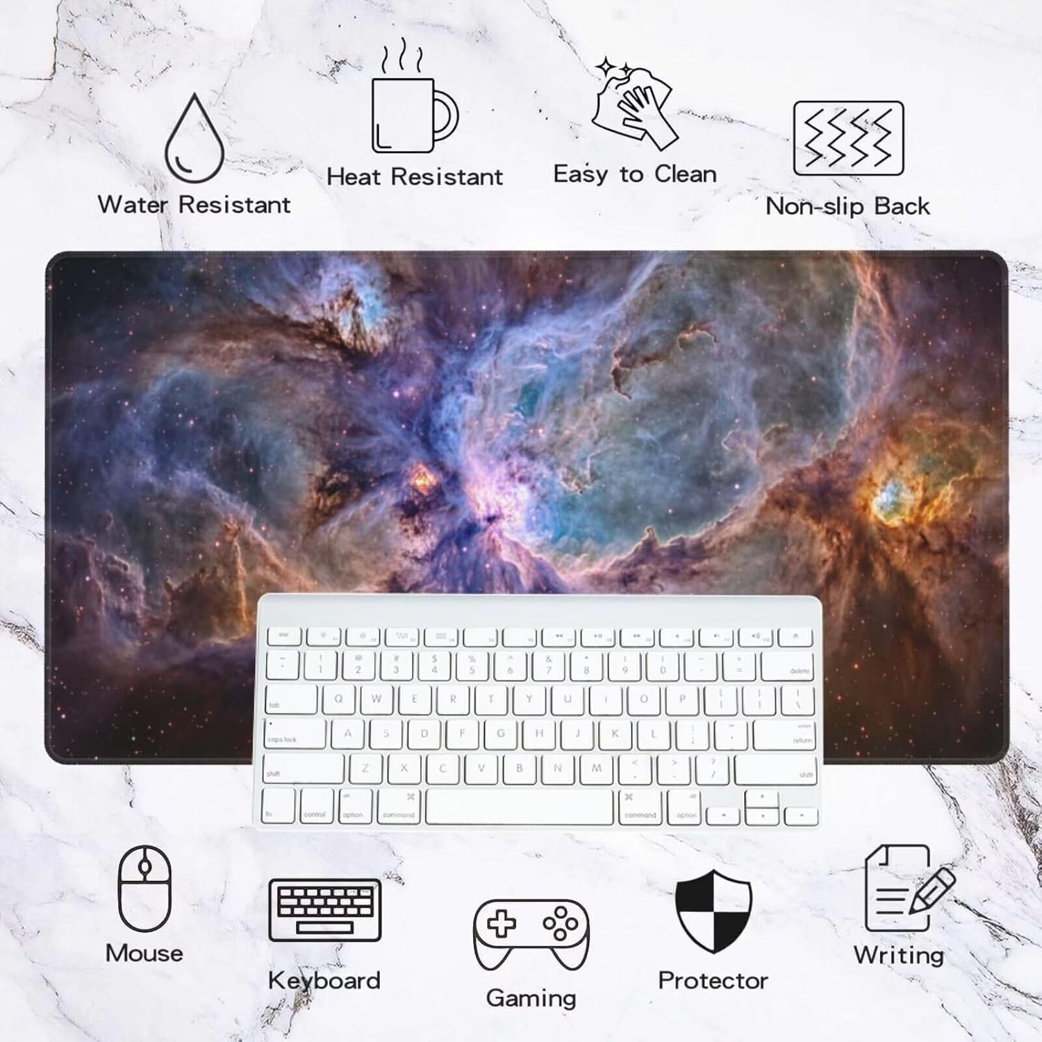 Starry Night Mouse Pad Abstract Desk Mat, Large Mouse Pad 47.2x23.6 inch, XXL Mousepad with Non-Slip Rubber Base, Waterproof Keyboard Mat with Stitched Edges, Gaming Mousepad for Office Decor Q704 - Image 2
