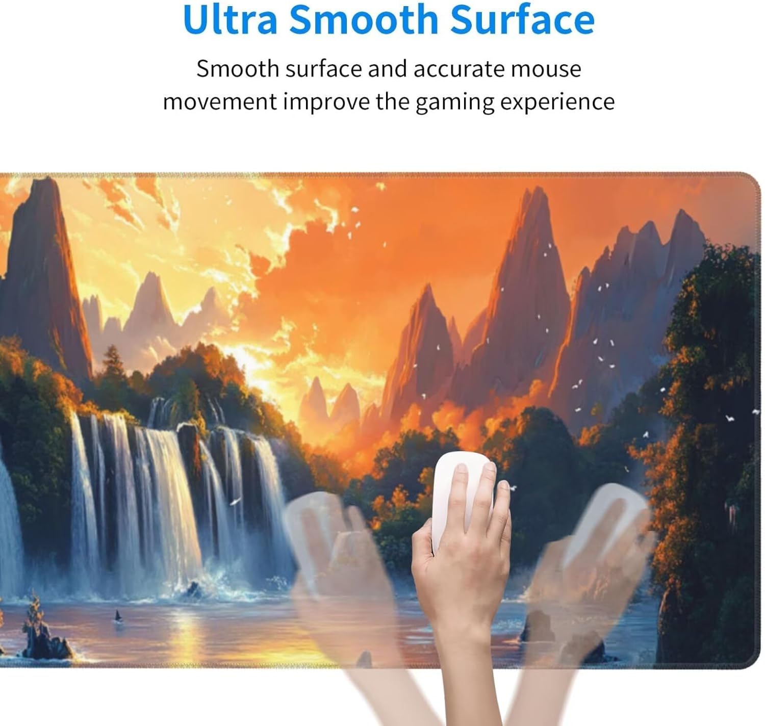 Sunset Mouse Pad Landscape Desk Mat,Large Mouse Pad 47.2x23.6 Inch,XXL Mousepad with Non-Slip Rubber Base,Waterproof Computer Keyboard Mat with Stitched Edges,Gaming Mousepad for Office Decor Q1084 - Image 3