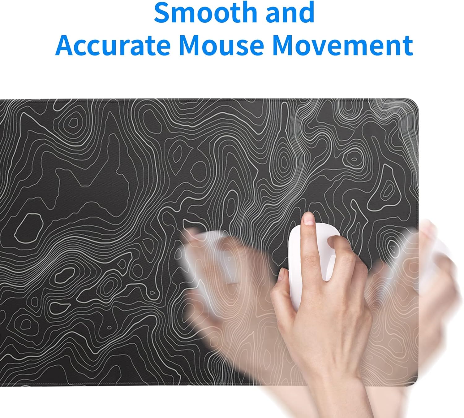 Topographic Contour Extended Big Mouse Pad Large,Gaming Mouse Pad Desk Pad,27.6x11.8 Inch Long Computer Keyboard Mouse Mat Mousepad with 3mm Non-Slip Base and Stitched Edge for Gaming and Office - Image 7