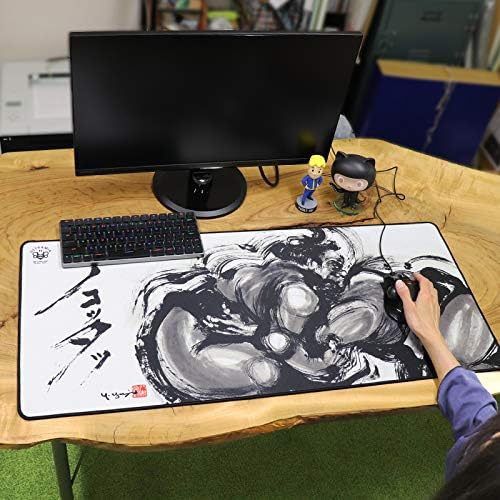 ULTRAMIX XXL Large Gaming Laptop Mouse Pad, Japanese Artisan Mouse pad Anime, Sumo Wrestling Nokotta Sumie 35.4 x 15.7 x 0.1 inches (900 x 400 x 3 mm) Thick Rubber Table Mat,White Mouse pad - Image 2