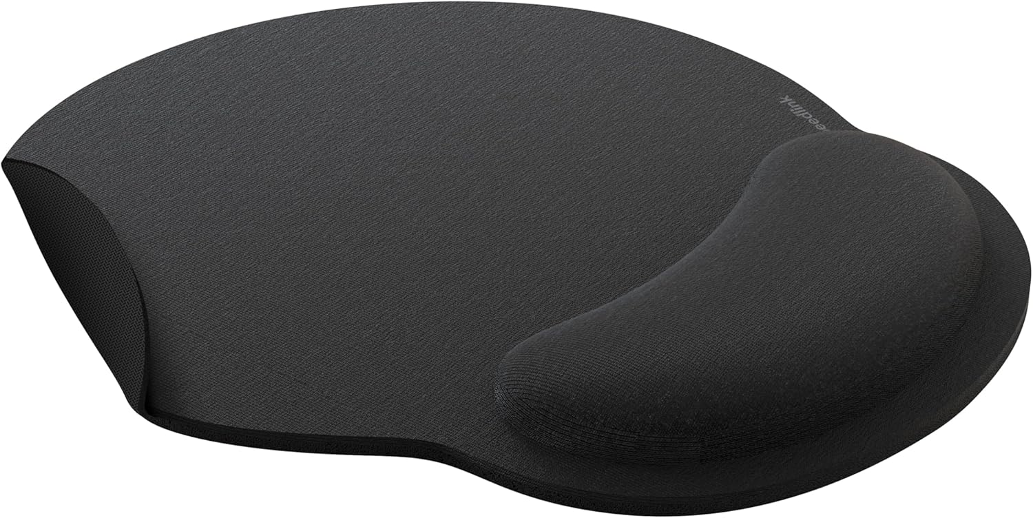 VELLU Memory Foam Mousepad - Ergonomic Mouse Mat with Memory Foam Palm Rest, Wrist Rest, Wrist Pad for Computer, PC, Notebook, Laptop, Non-Slip, Black - Image 3